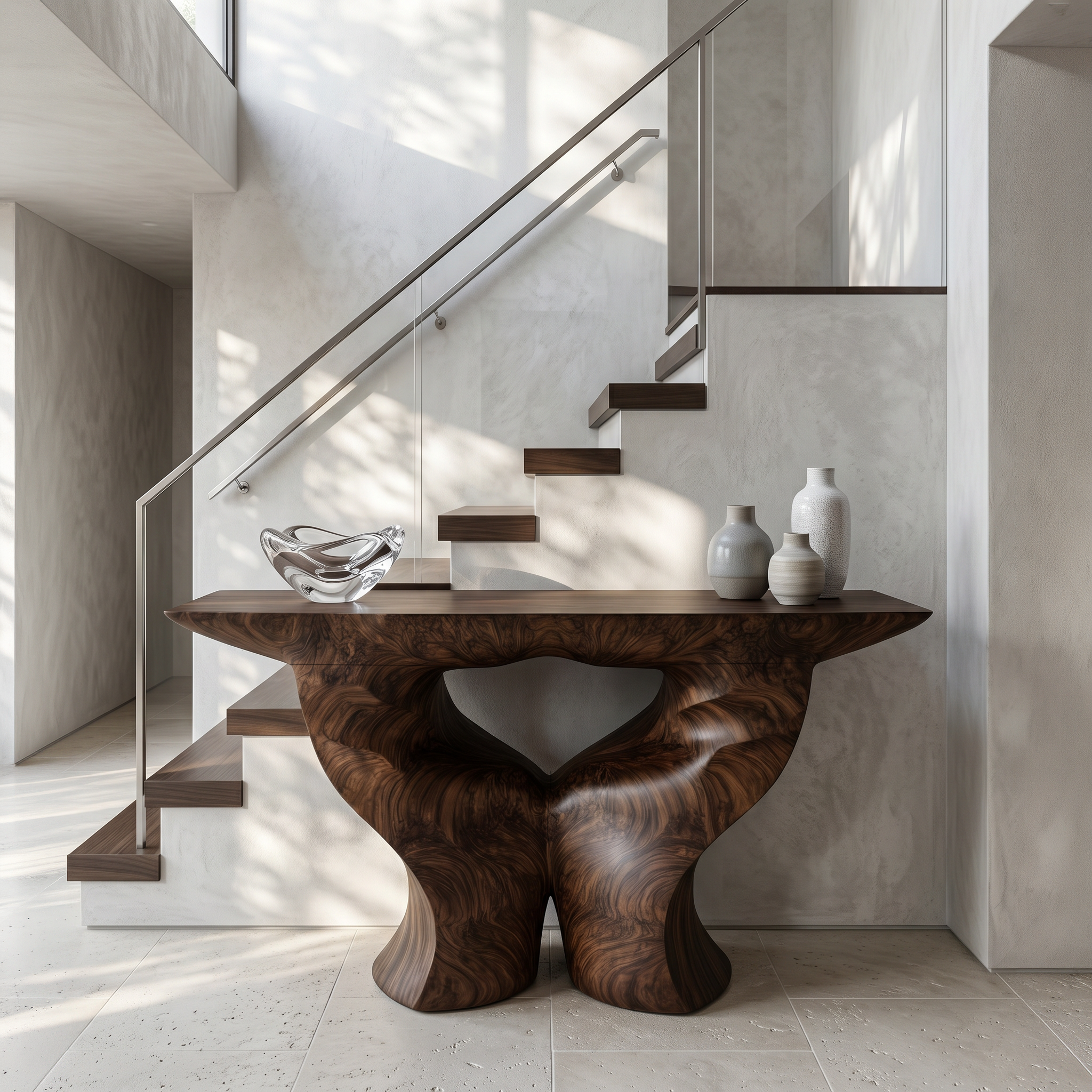 Organic Console Table With Artistic Nature Inspired Design For Living Room