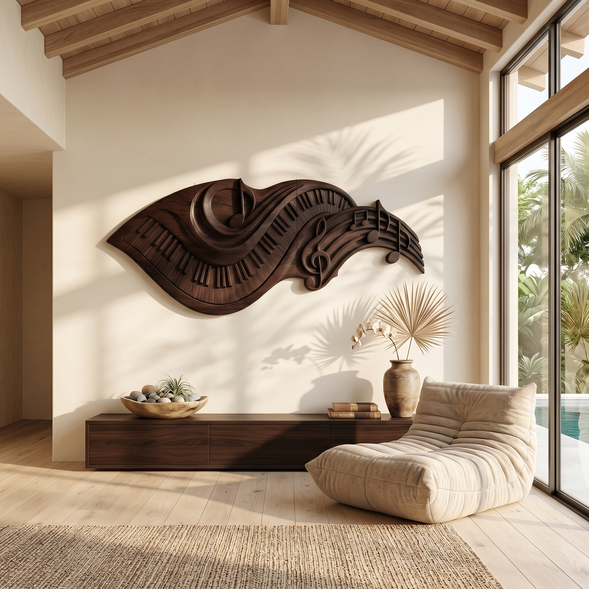 Flowing Piano Keys Wooden Wall Art For Living Room
