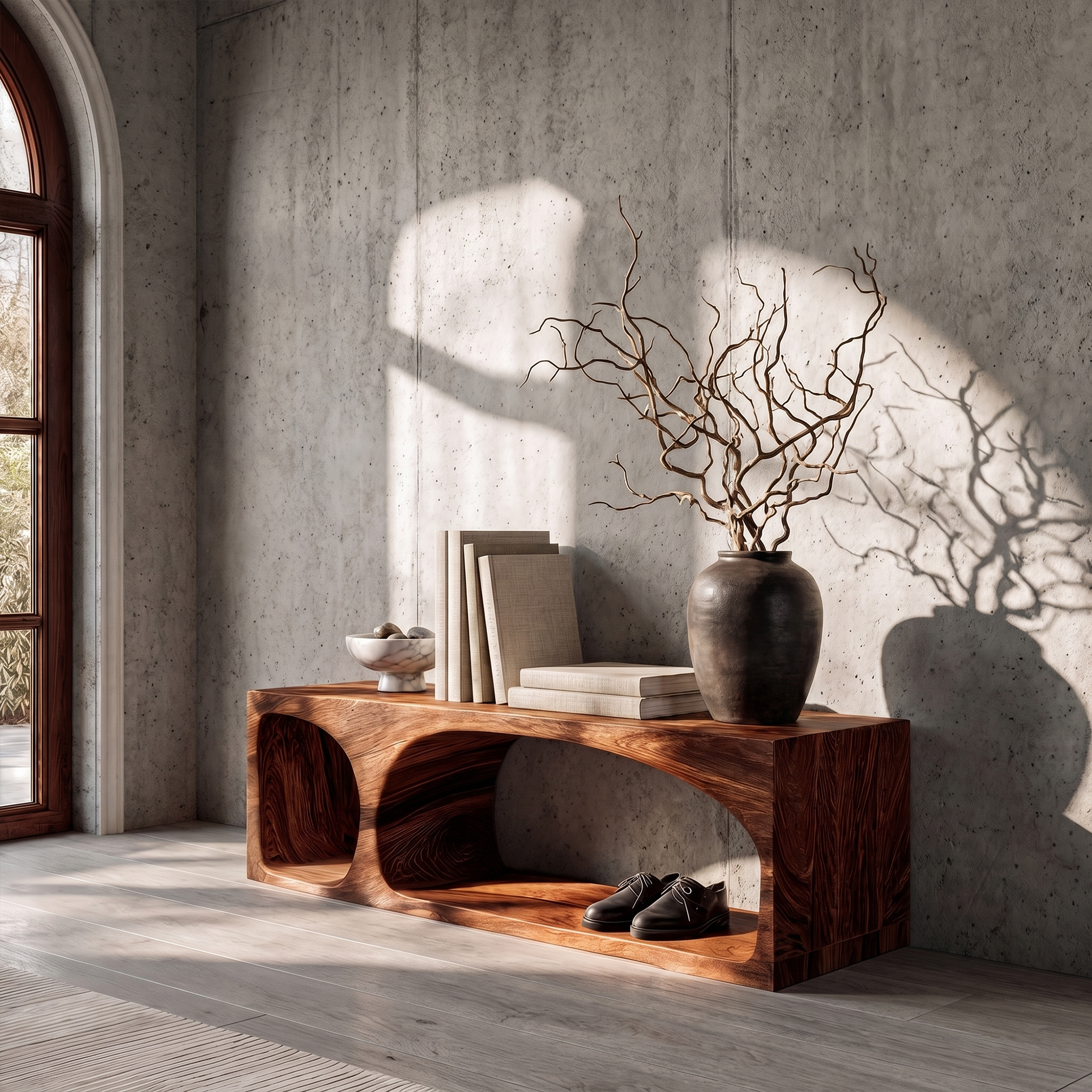 Organic Wooden Shoe Bench For Entryway And Hallway