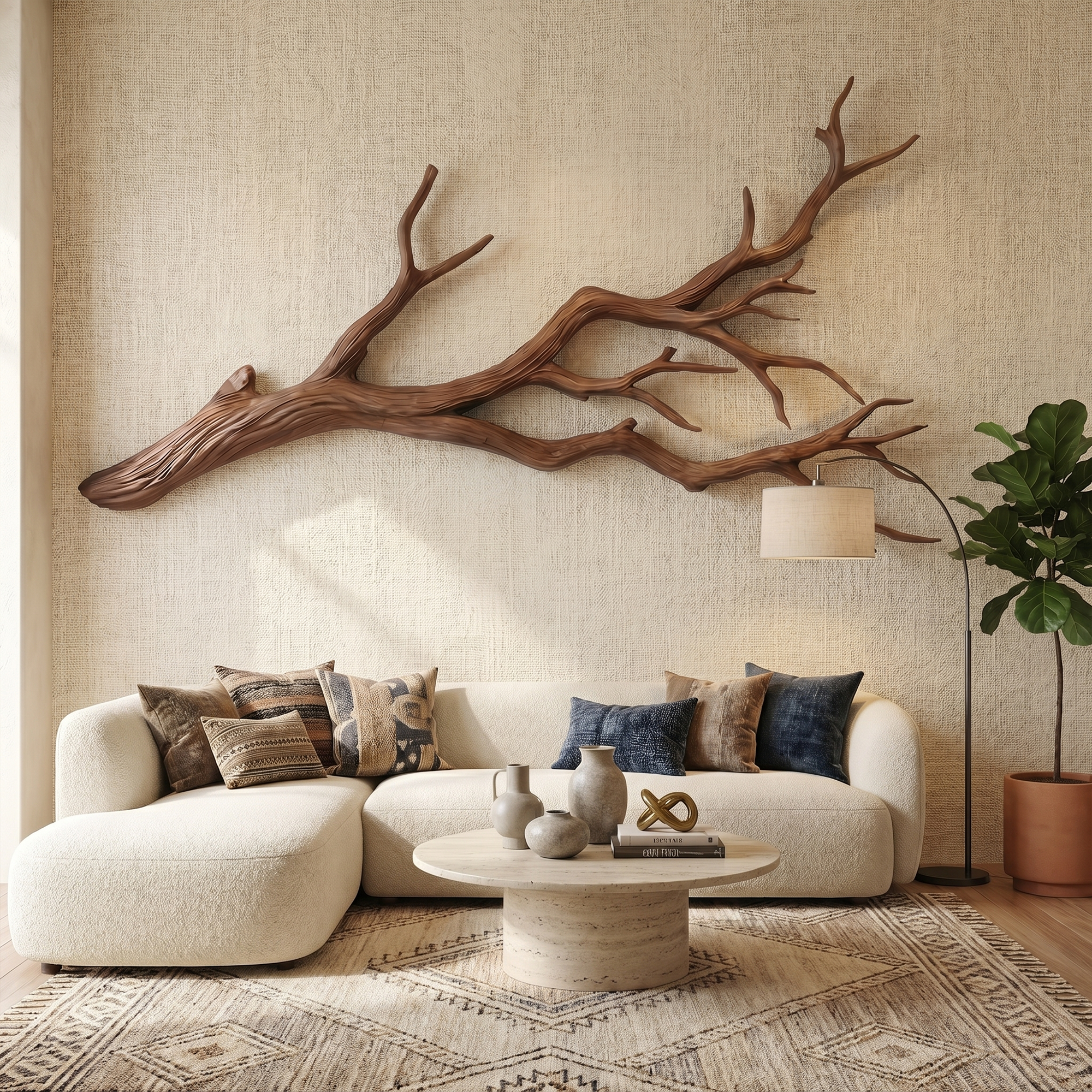 Flowing Organic Wood Branch Wall Sculpture Contemporary Decor