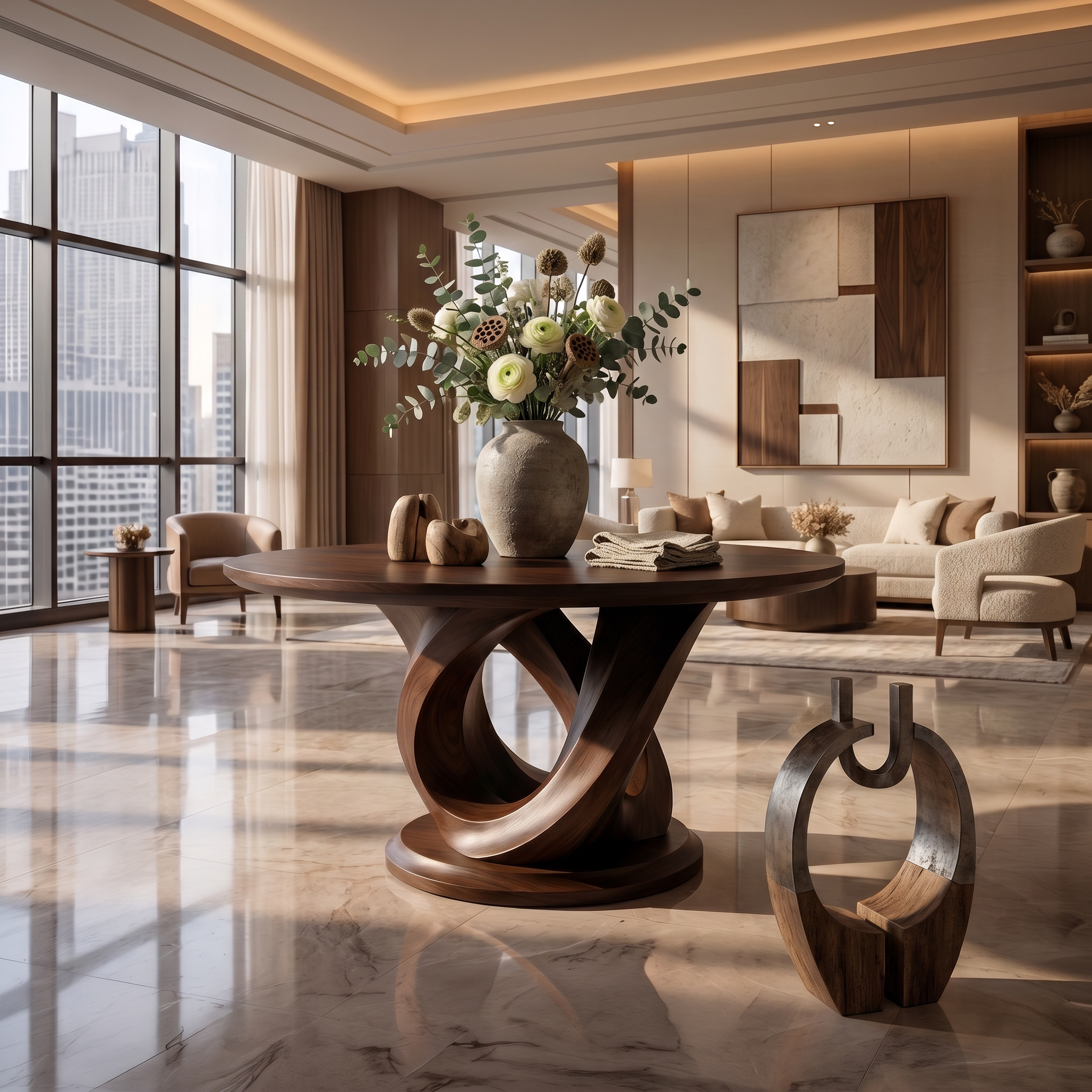 Modern Foyer Table Handcrafted Sculptural Base For Entryway
