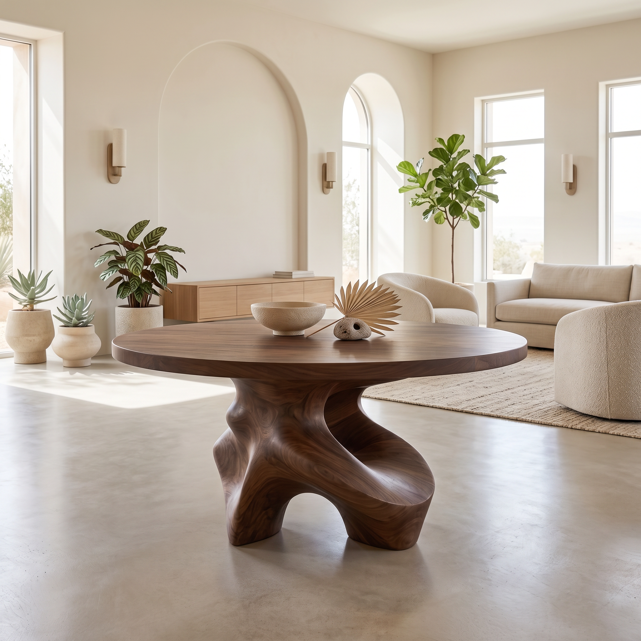 Minimalist Foyer Table Handcrafted Organic Base For Entryway