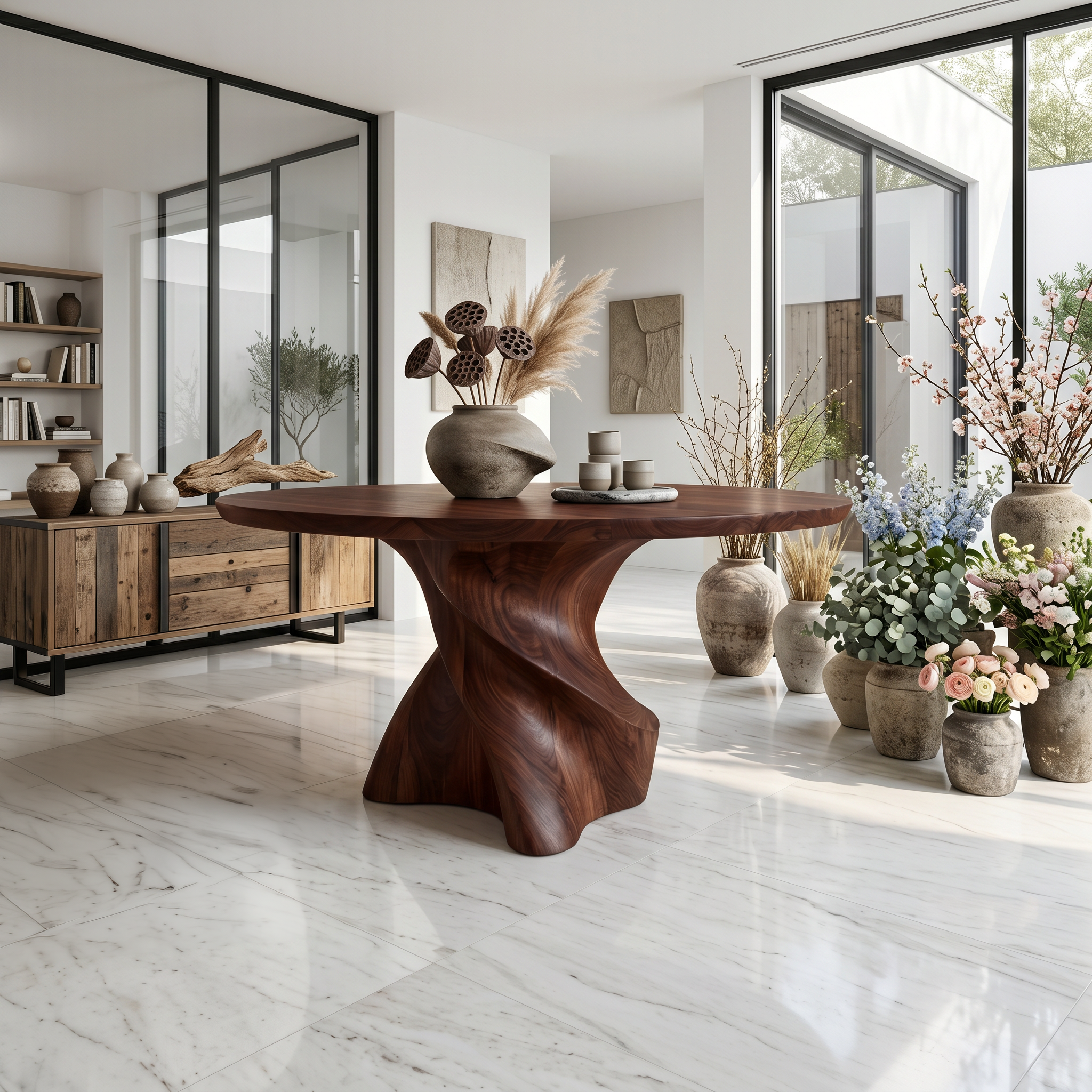 Organic Modern Foyer Table Handcrafted Freeform Design For Luxury Entryway