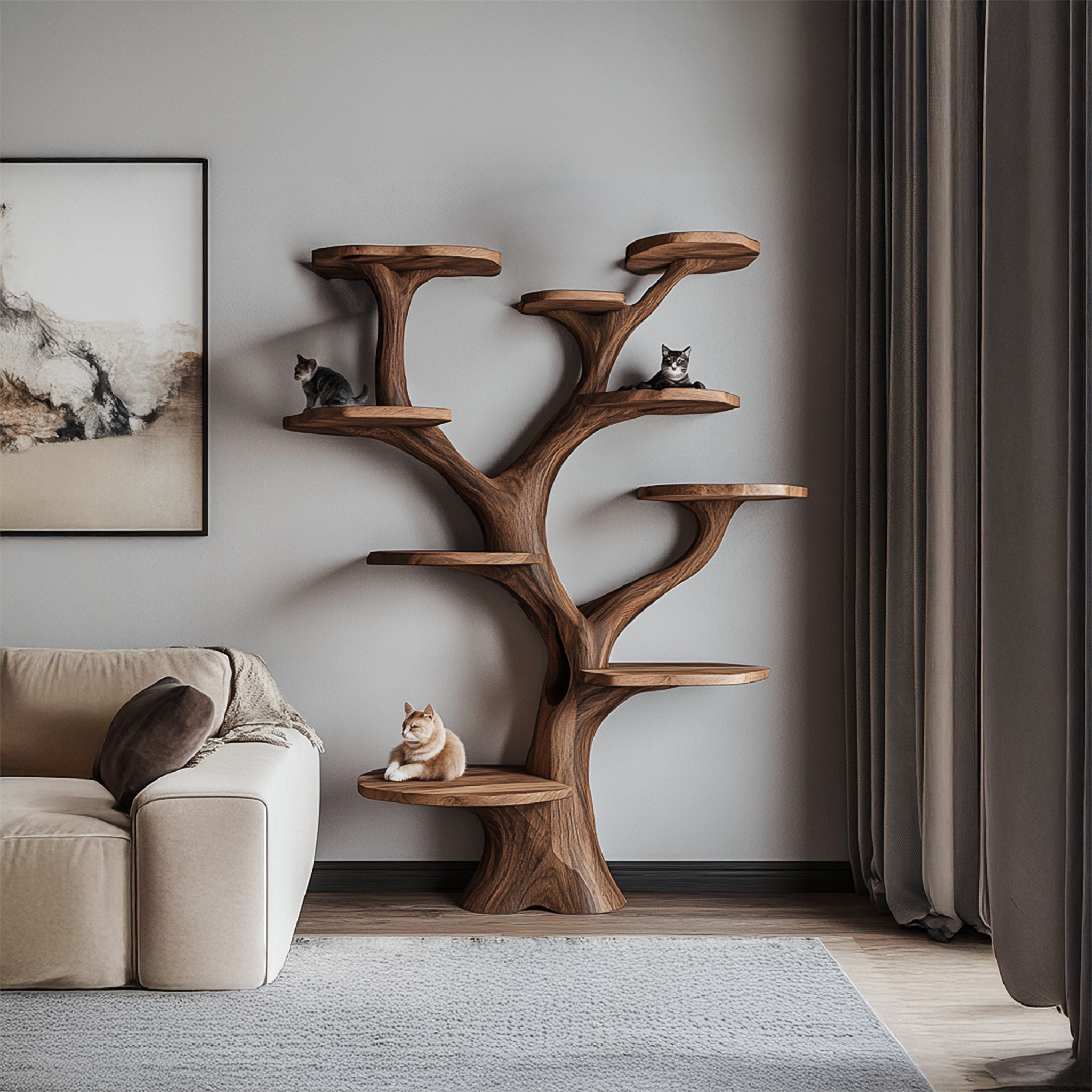 Rustic Handcrafted Cat Tree Furniture Contemporary Interiors