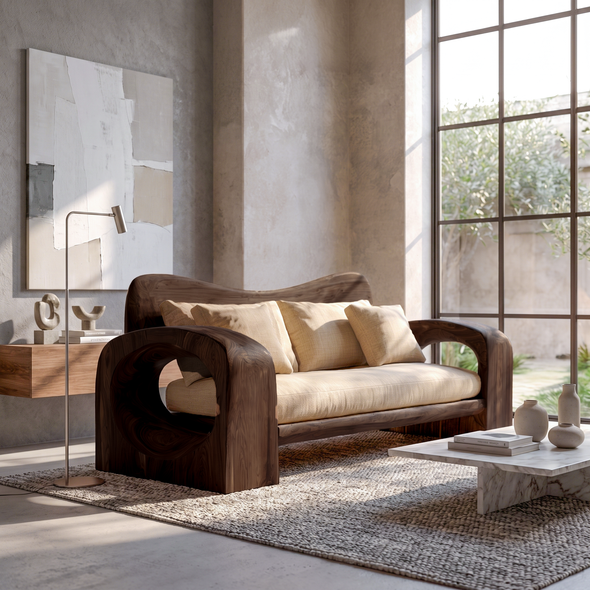 Organic Sofa Frame With Handcrafted Solid Wood Structure For Living Room