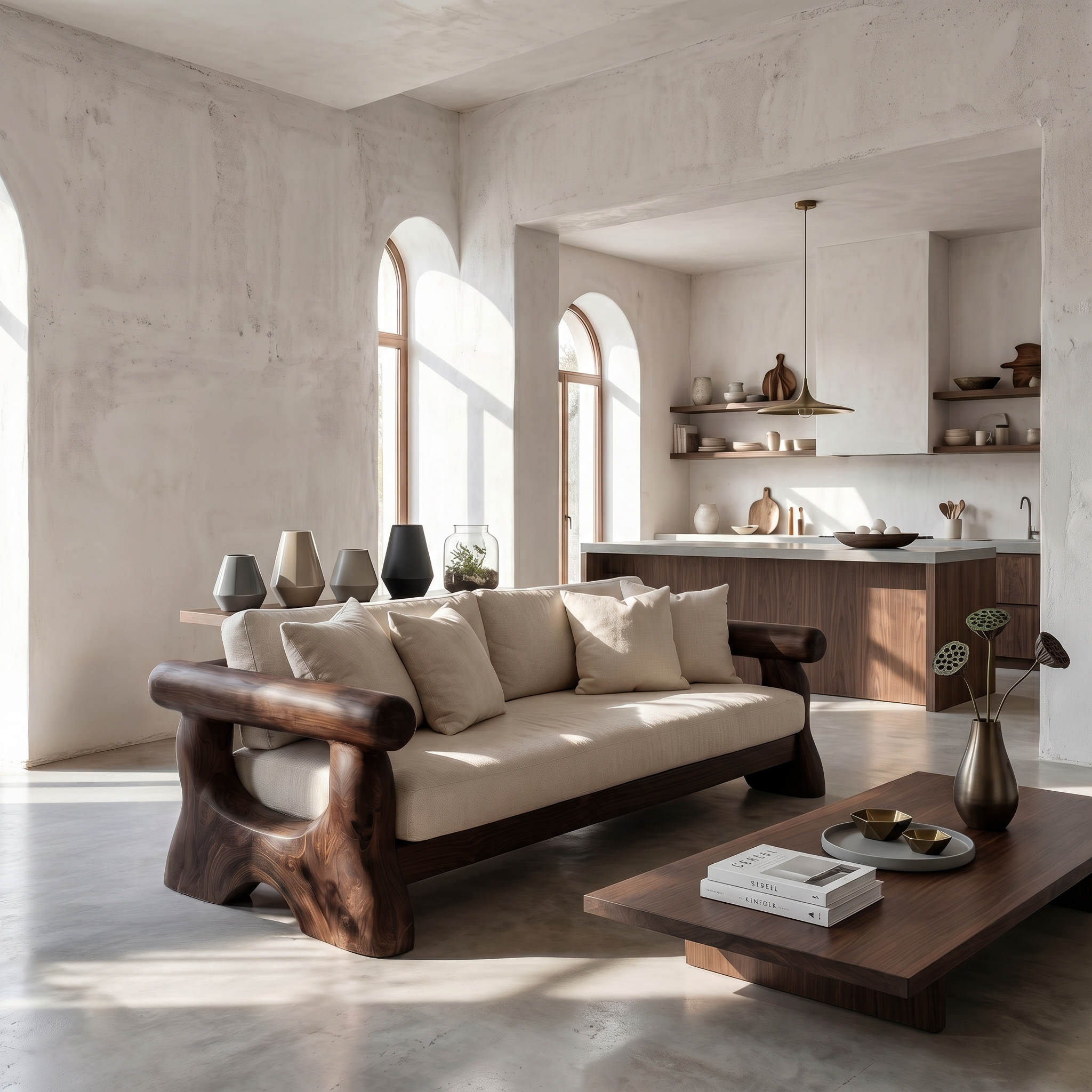 Rustic Sofa Frame With Handcrafted Tree Trunk Design For Living Room