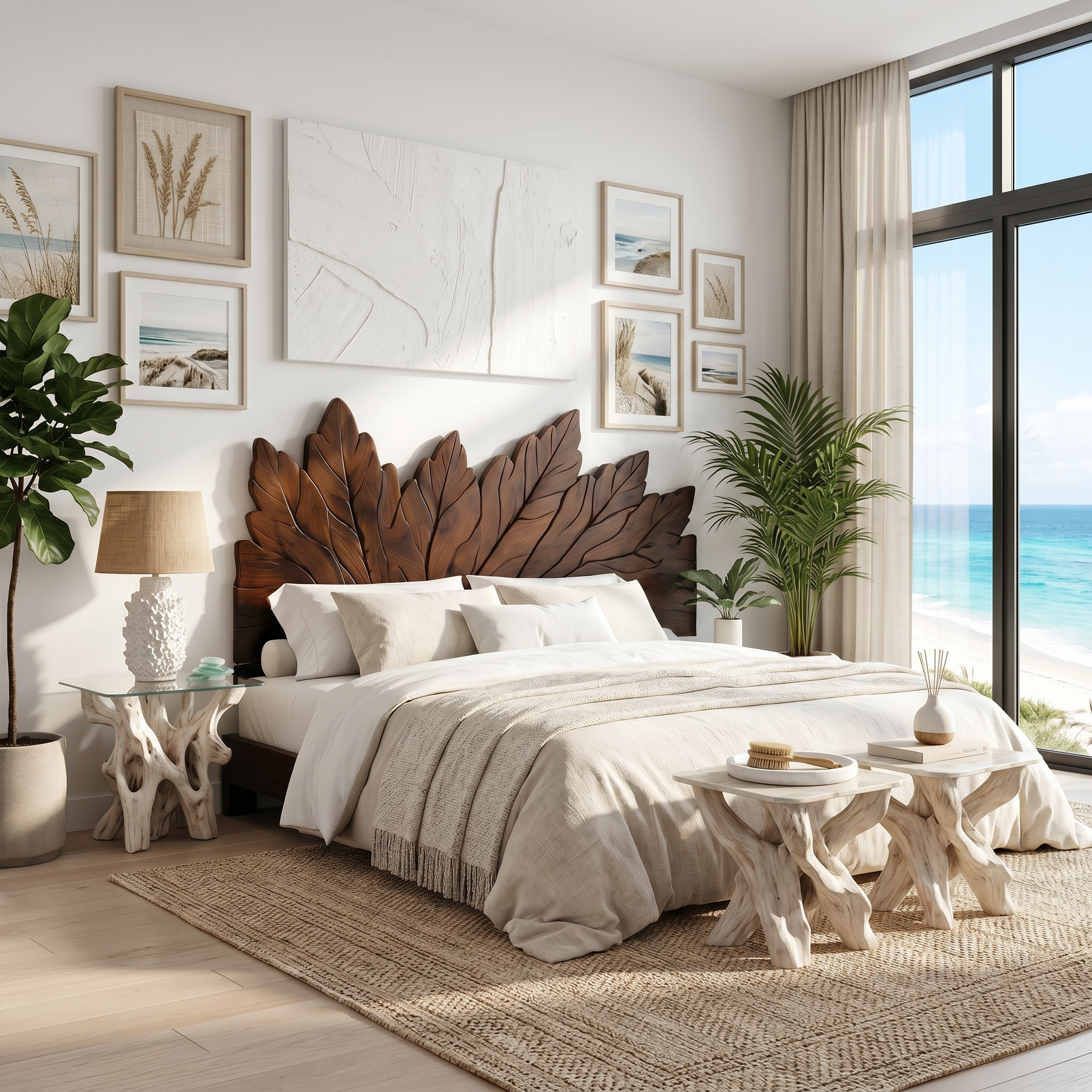 Rustic Leaf Inspired Headboard Wooden Bed Headboard For Bedroom
