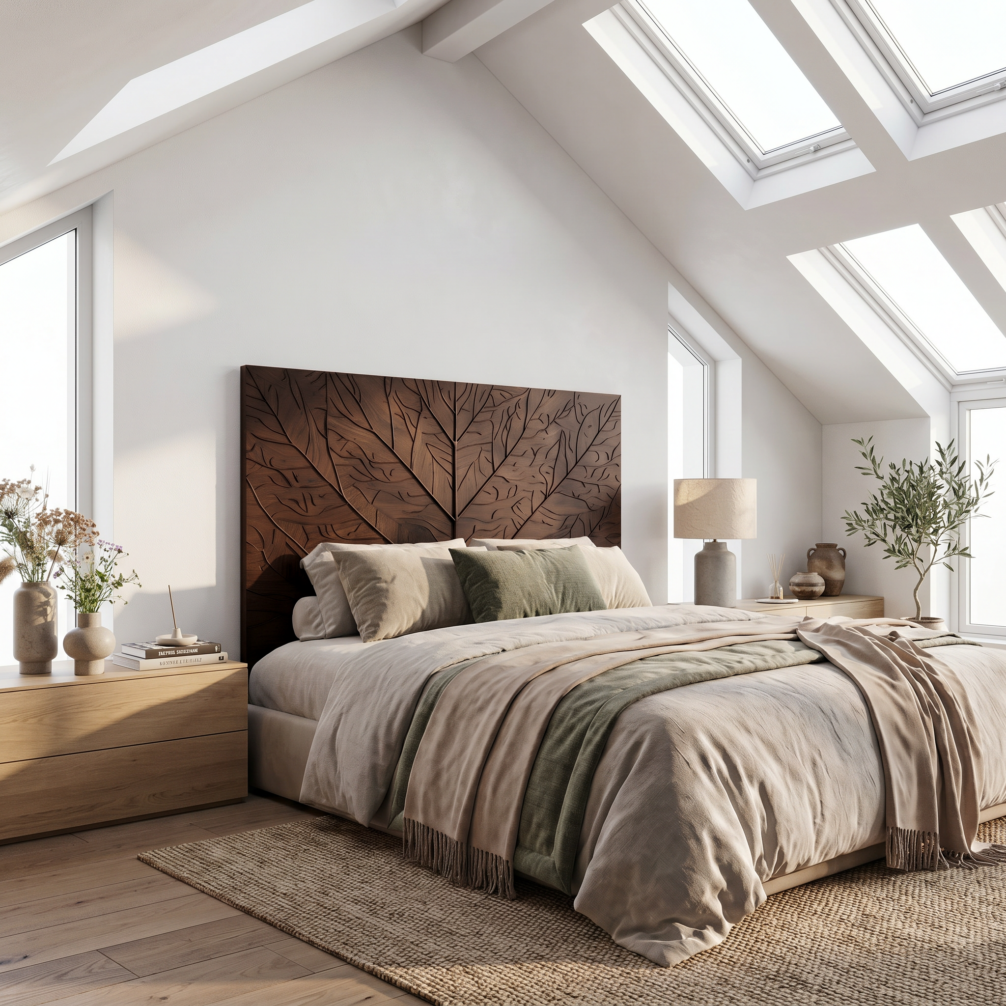 Contemporary Tree Ring Headboard Wooden Bed Headboard For Bedroom