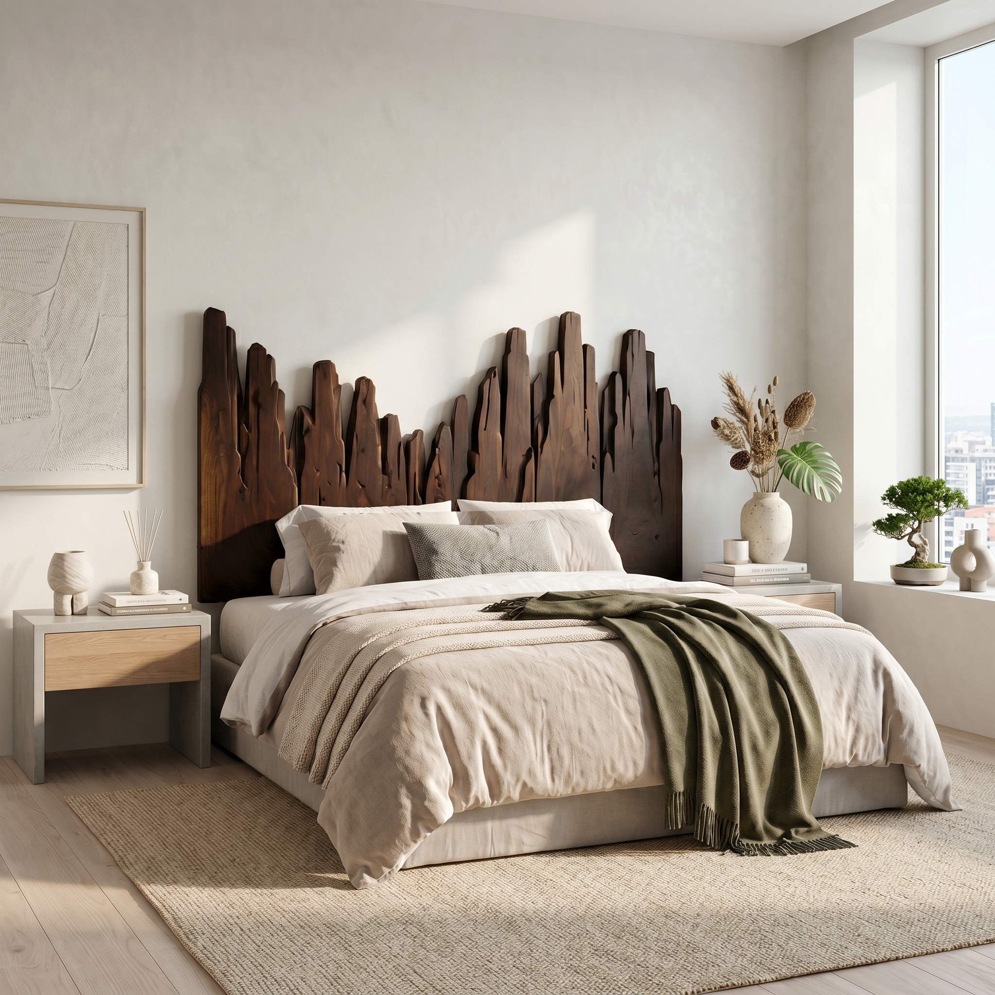 Rustic Skyline Headboard Wooden Bed Headboard For Bedroom