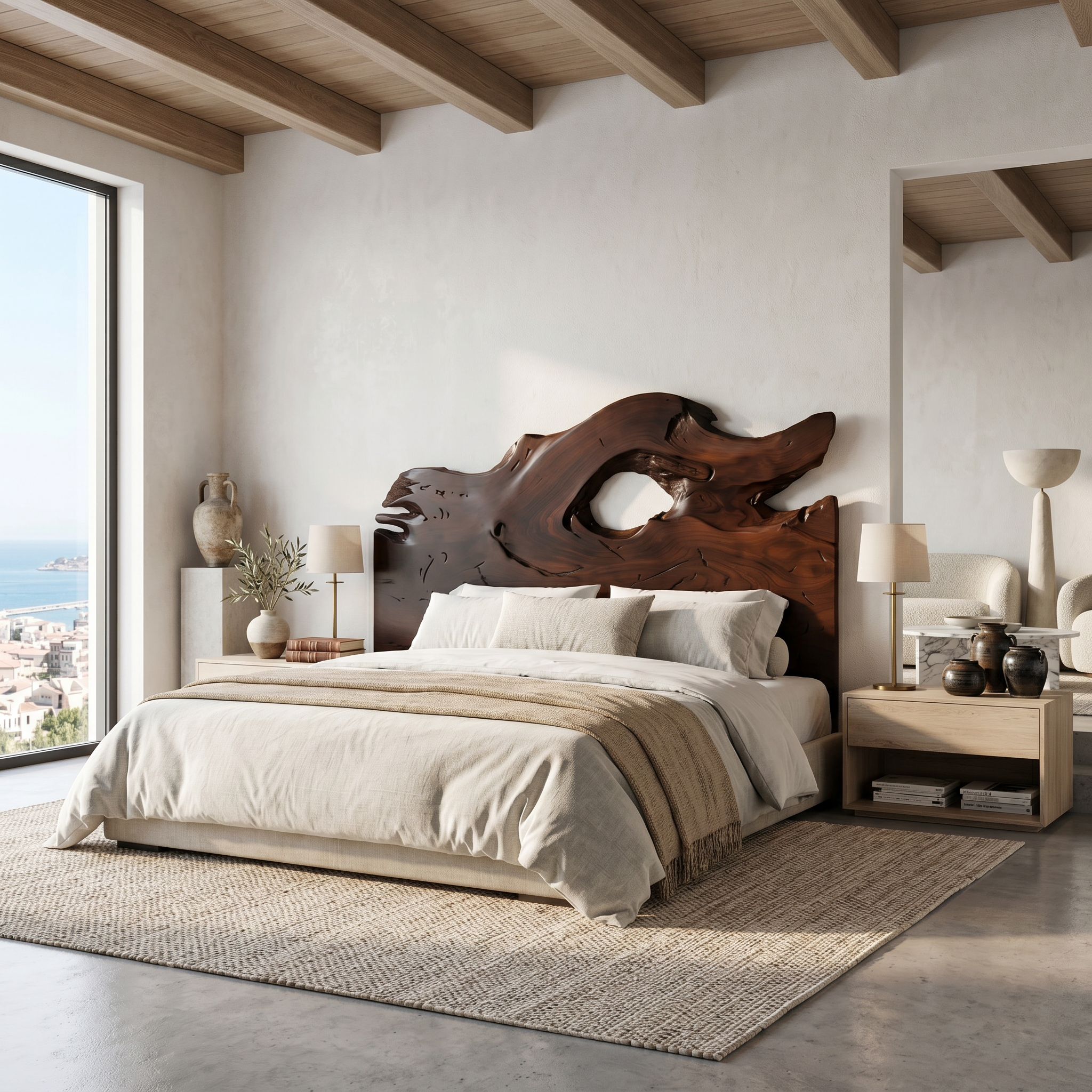 Organic Driftwood Headboard Wooden Bed Headboard For Bedroom
