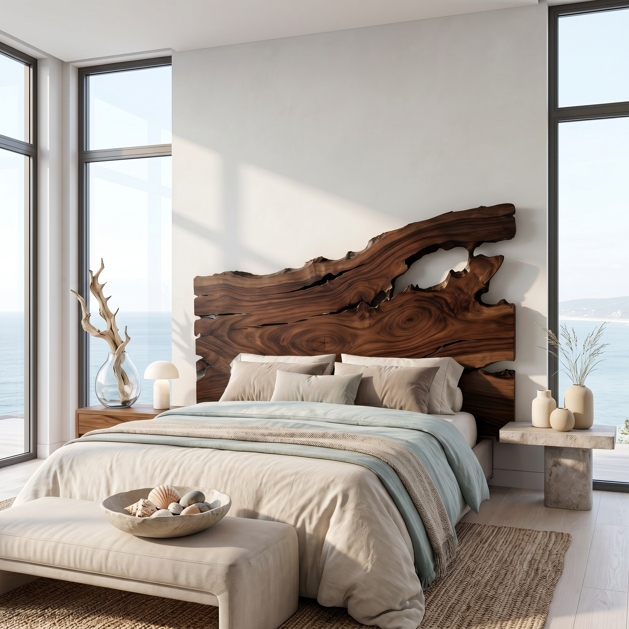 Organic Driftwood Headboard Wooden Bed Headboard For Bedroom