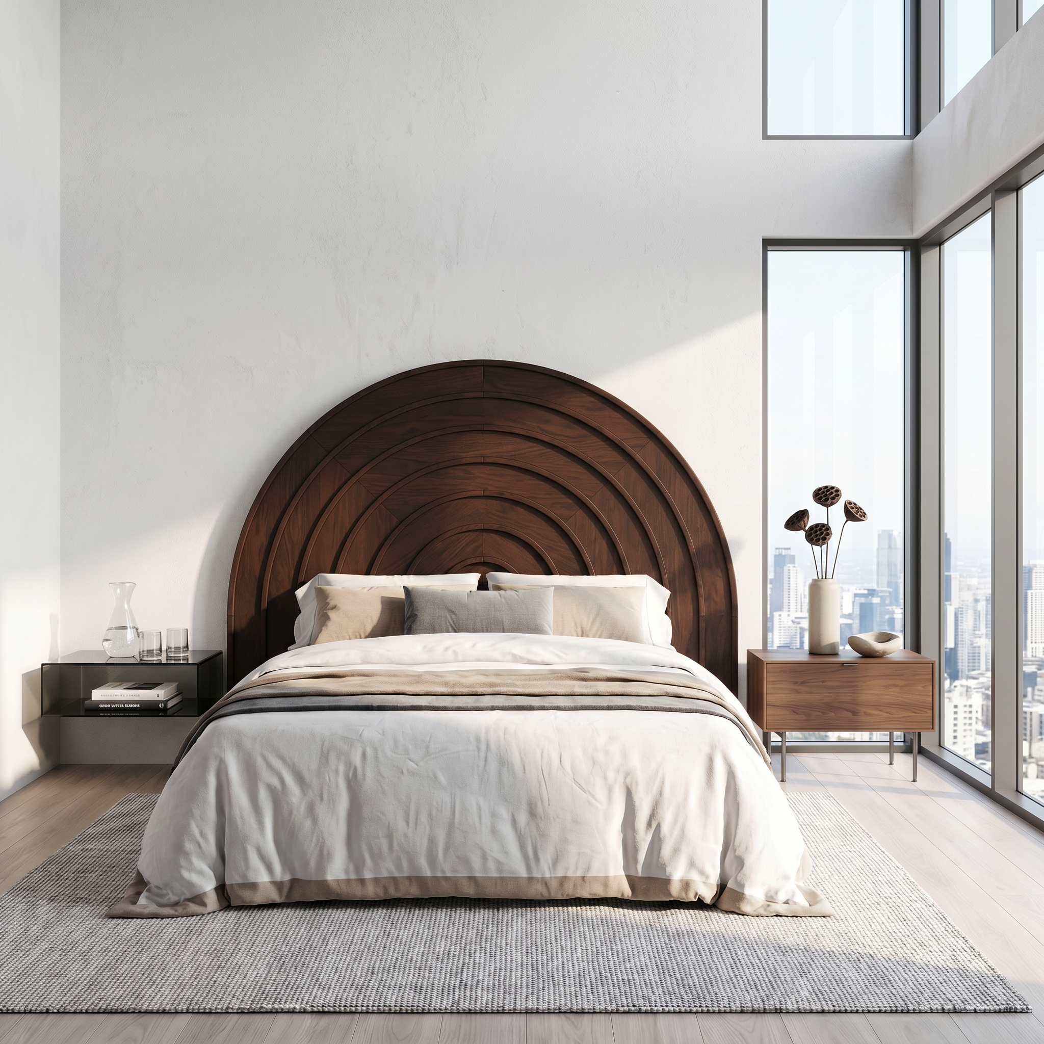 Contemporary Arched Headboard Wooden Bed Headboard For Bedroom