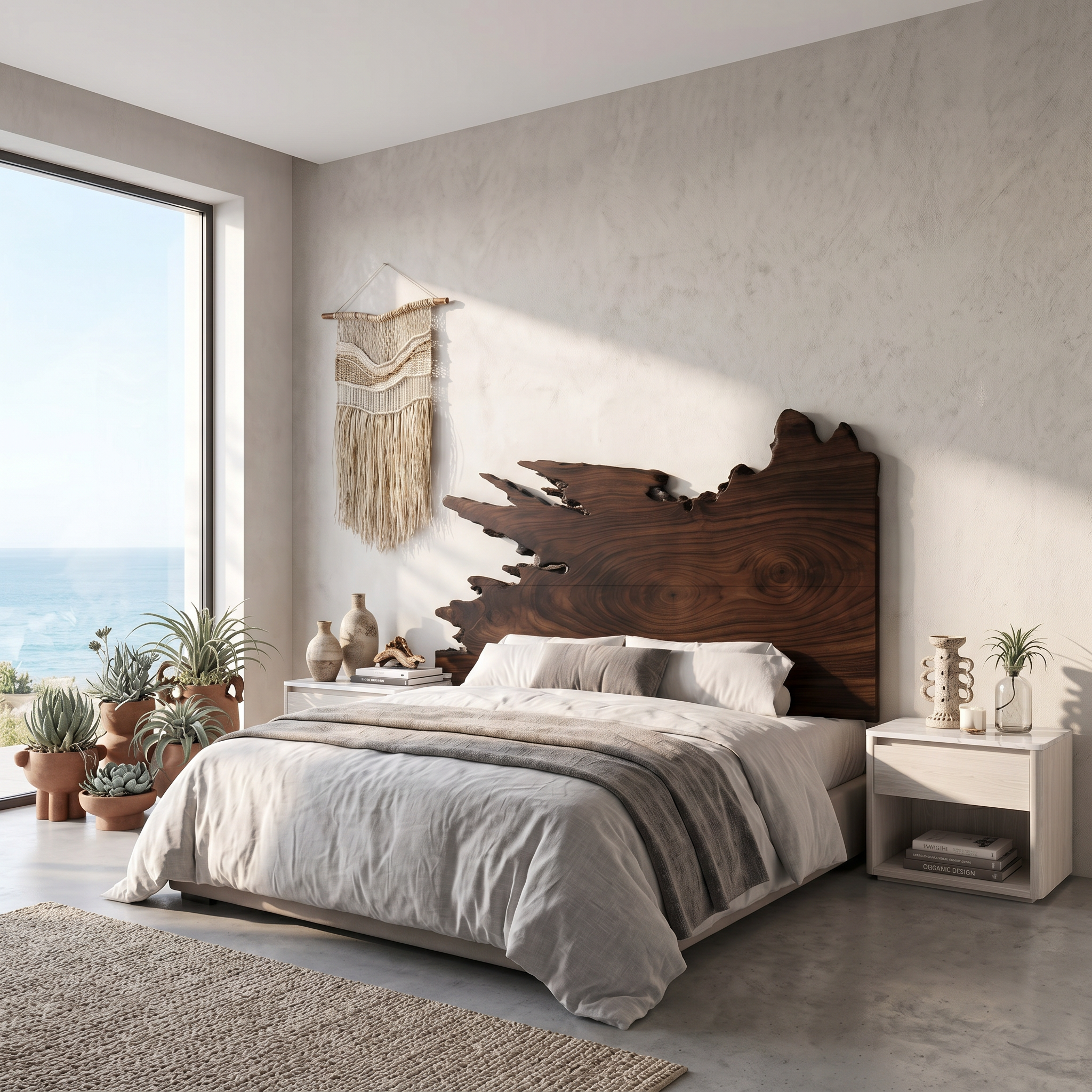 Organic Split Edge Headboard Wooden Bed Headboard For Bedroom