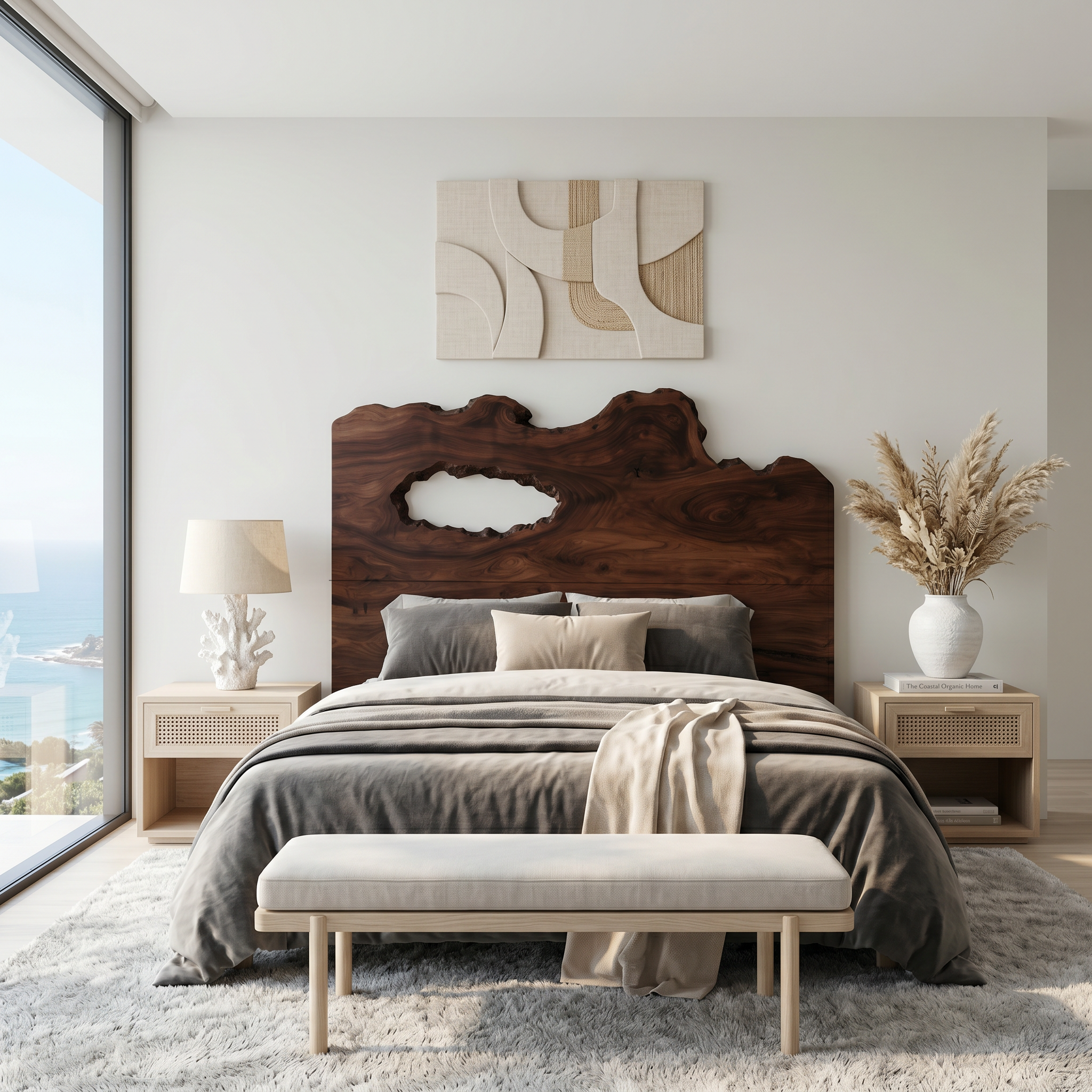 Rustic Natural Knot Headboard Wooden Bed Headboard For Bedroom