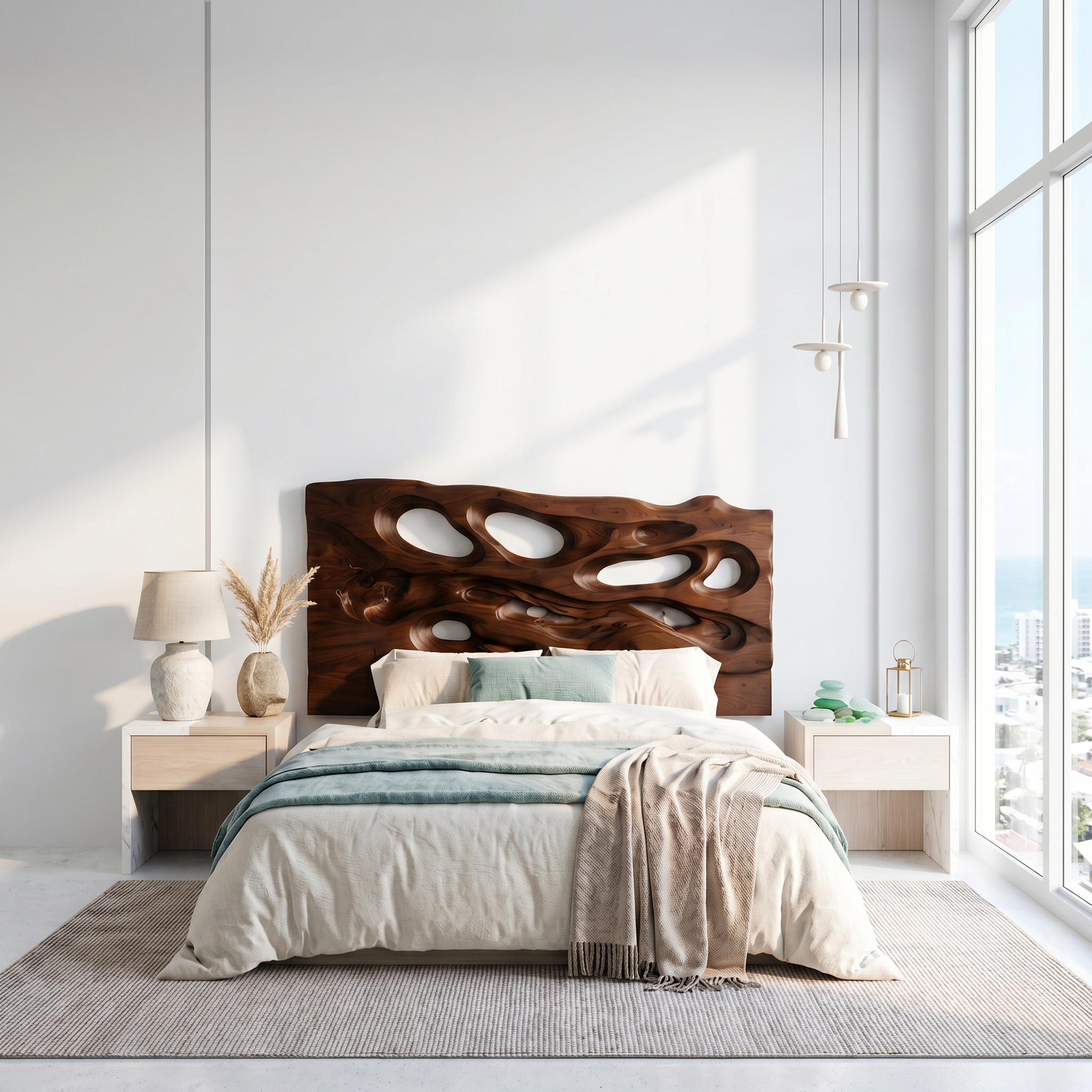 Contemporary Cutout Headboard Wooden Bed Headboard For Bedroom