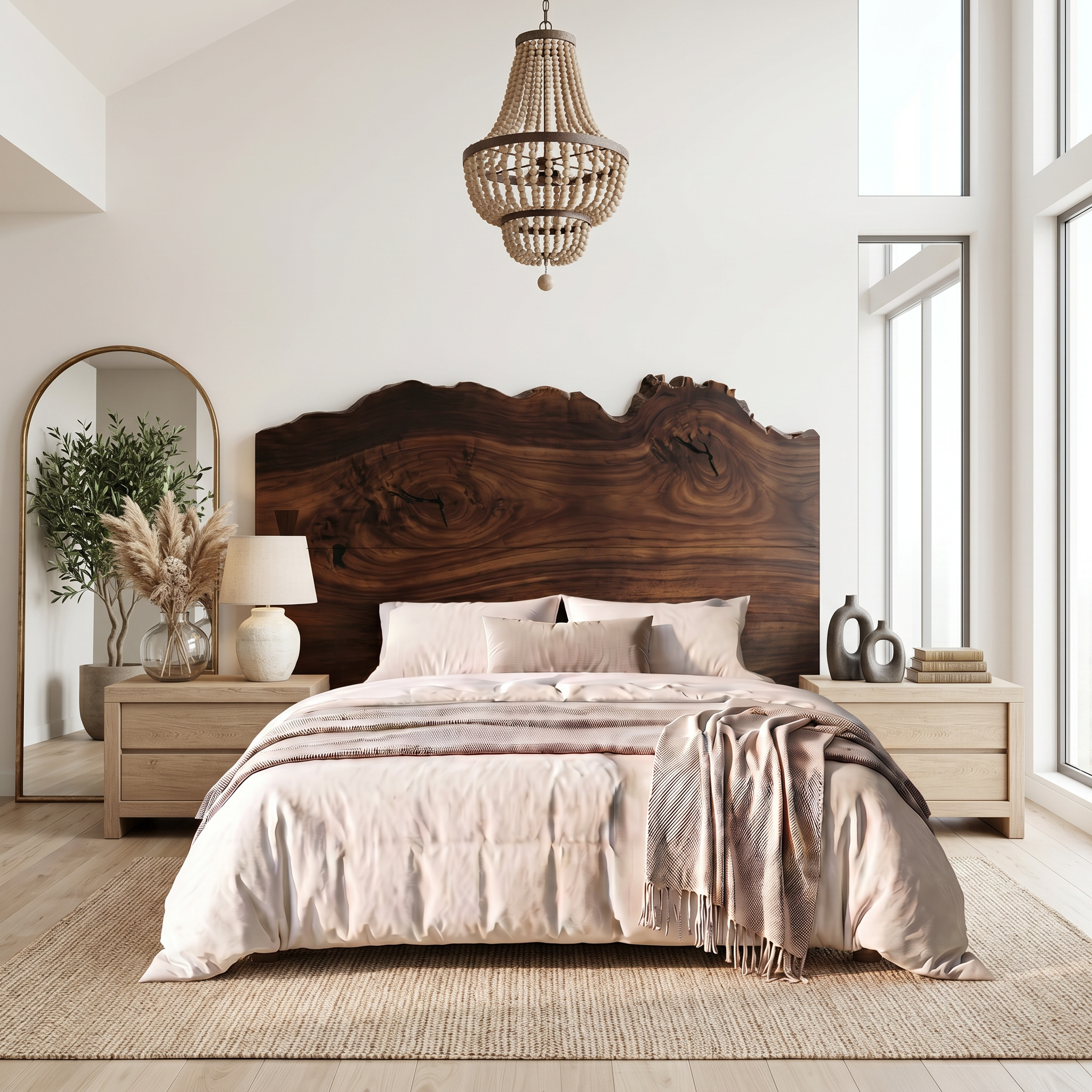 Organic Natural Edge Headboard Wooden Bed Headboard For Bedroom