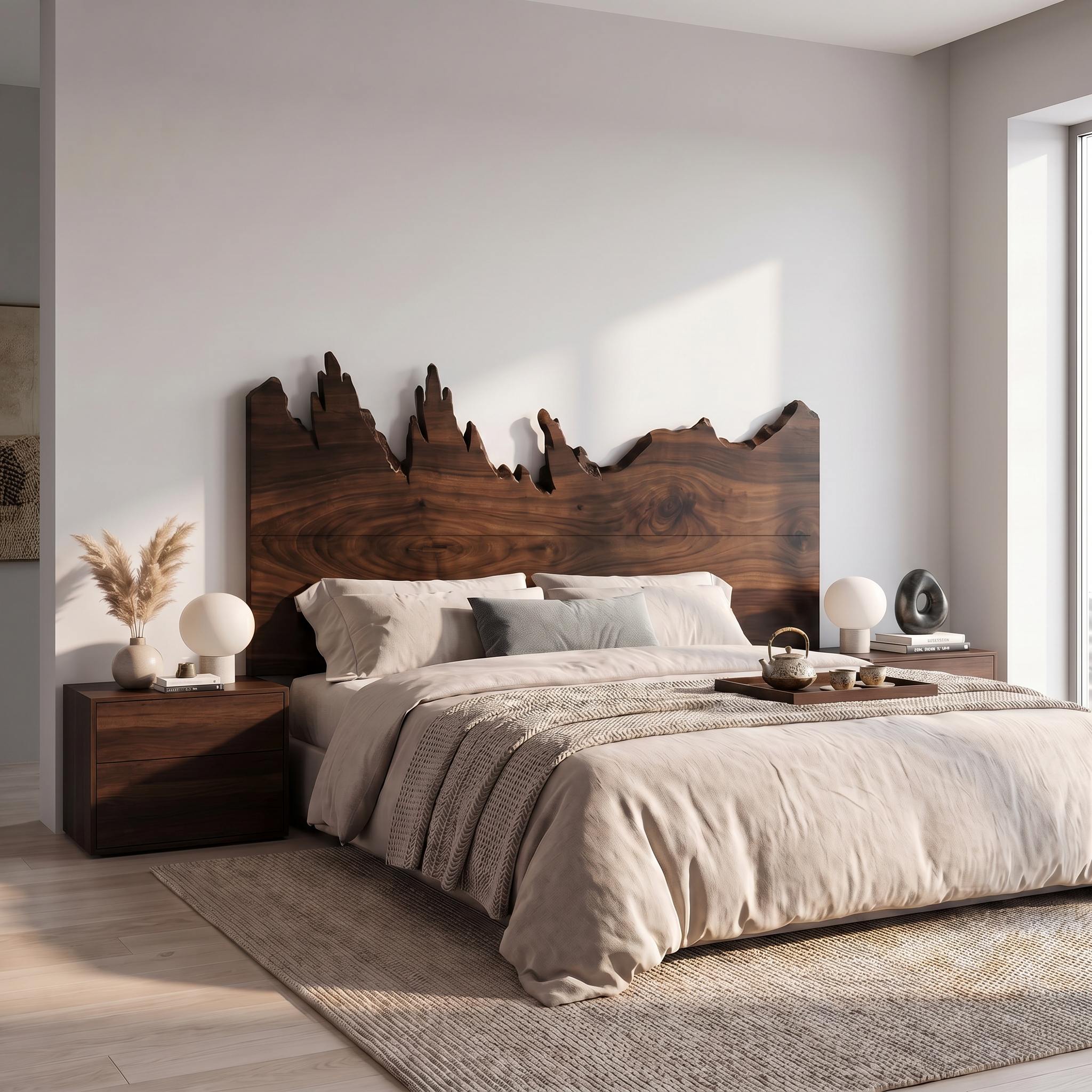 Rustic Mountain Ridge Headboard Wooden Bed Headboard For Bedroom