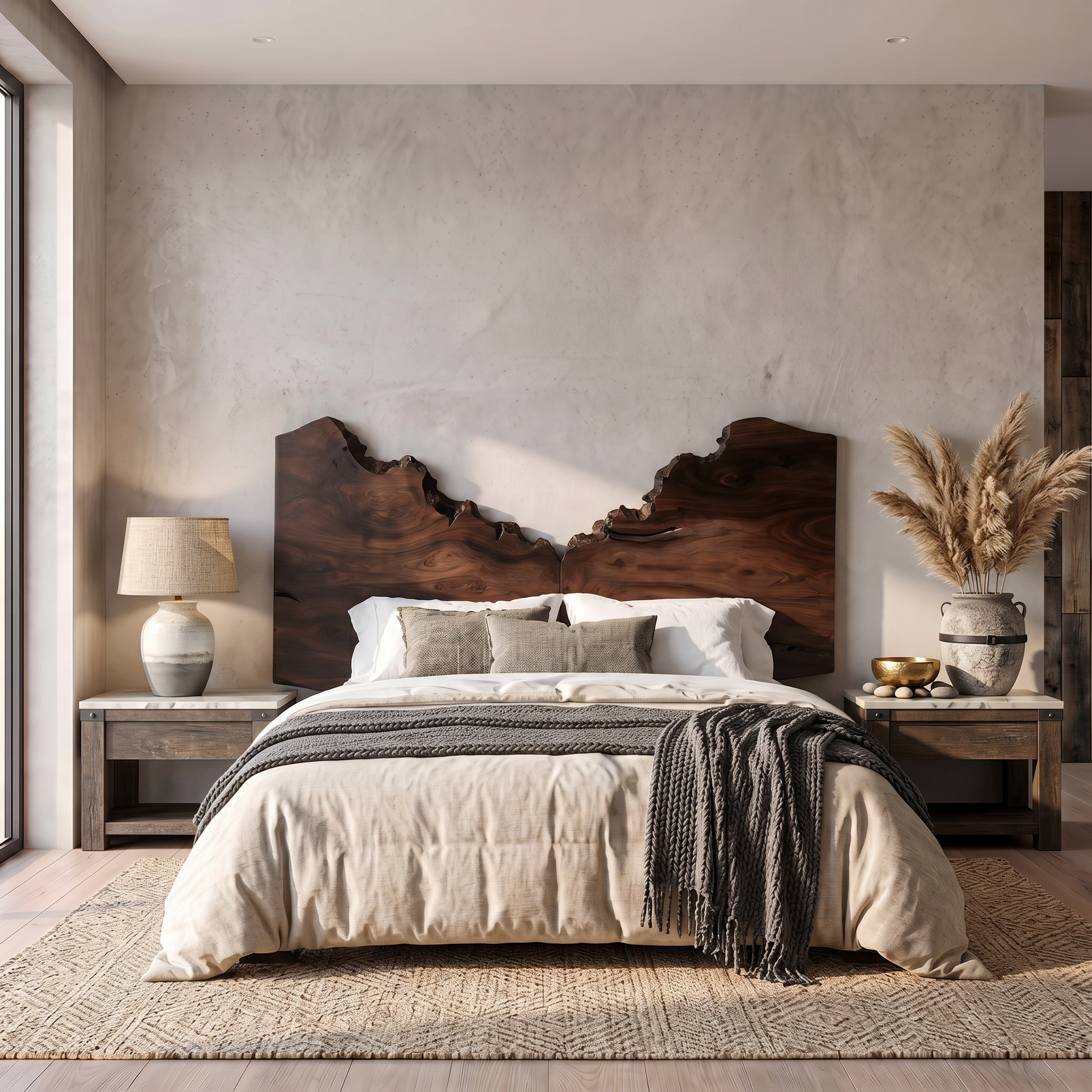 Organic Live Edge Headboard Wooden Bed Headboard For Bedroom