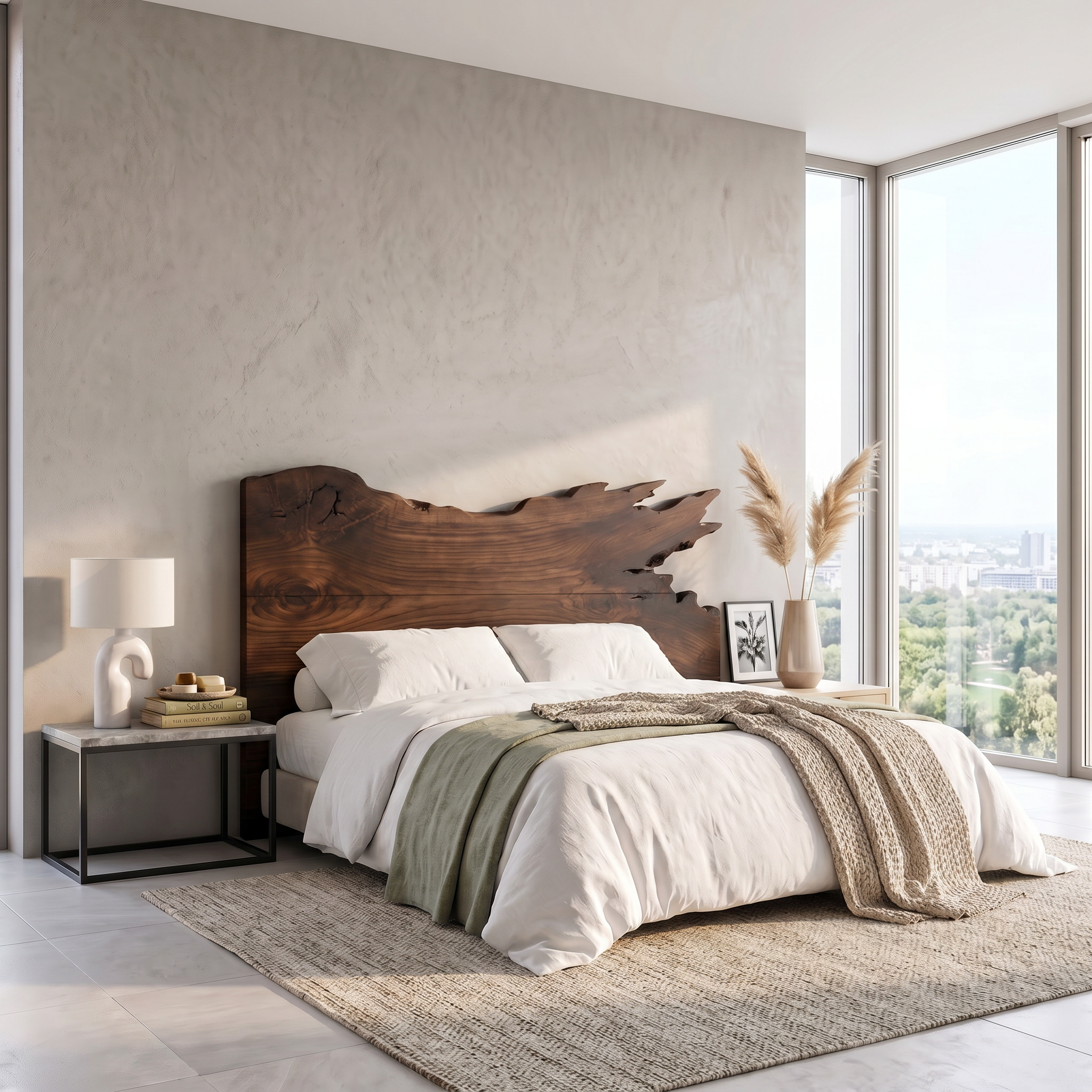 Modern Split Edge Headboard Wooden Bed Headboard For Bedroom