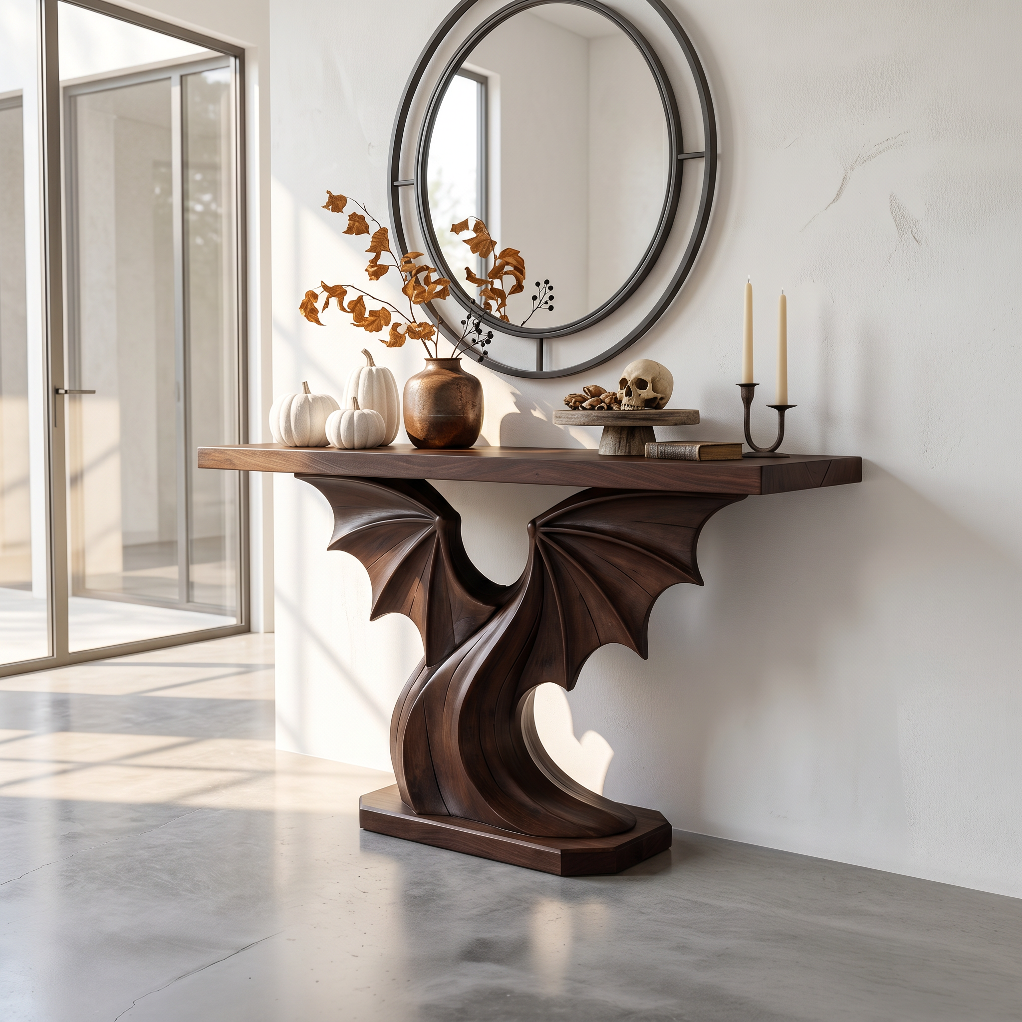 Modern Console Table Handcrafted Organic Sculptural Design For Entryway Hallway