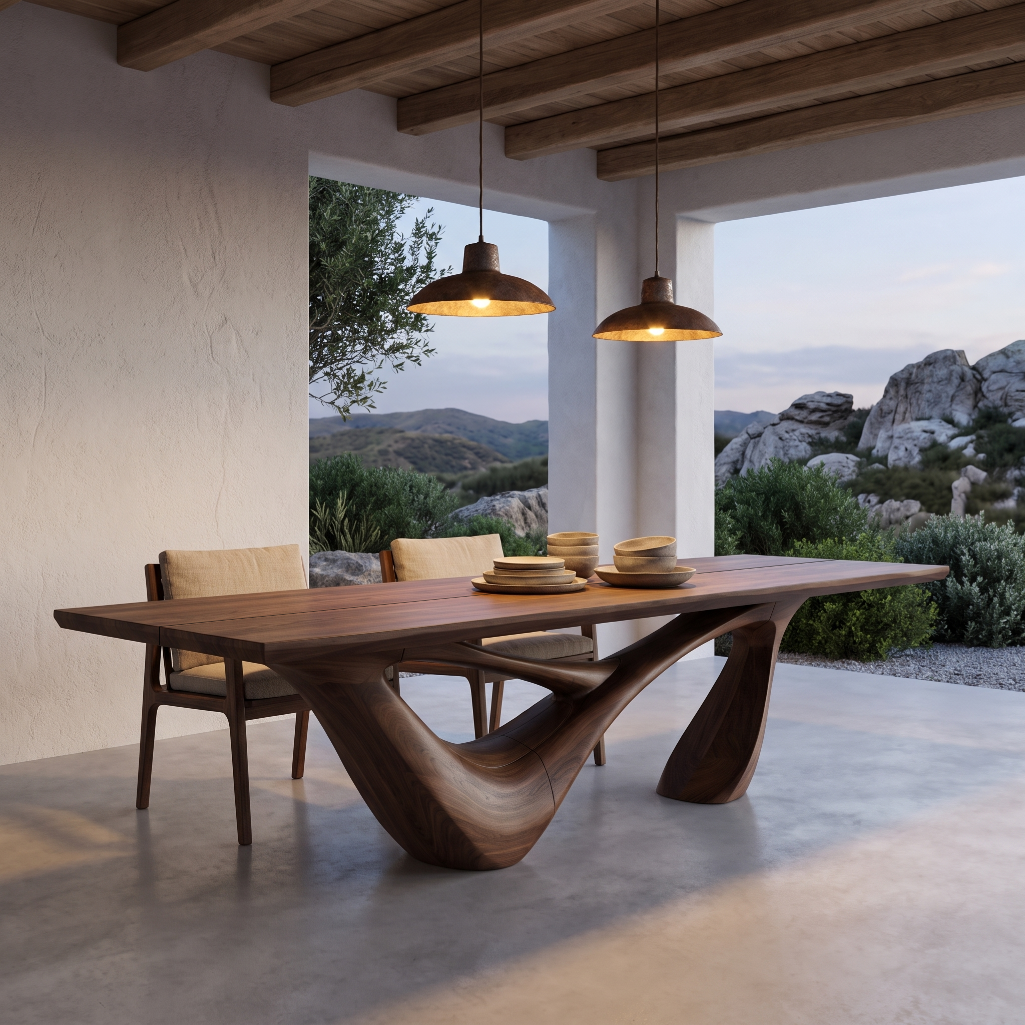 Minimalist Wing Pedestal Dining Table Solid Wood Dining Table For Dining Room