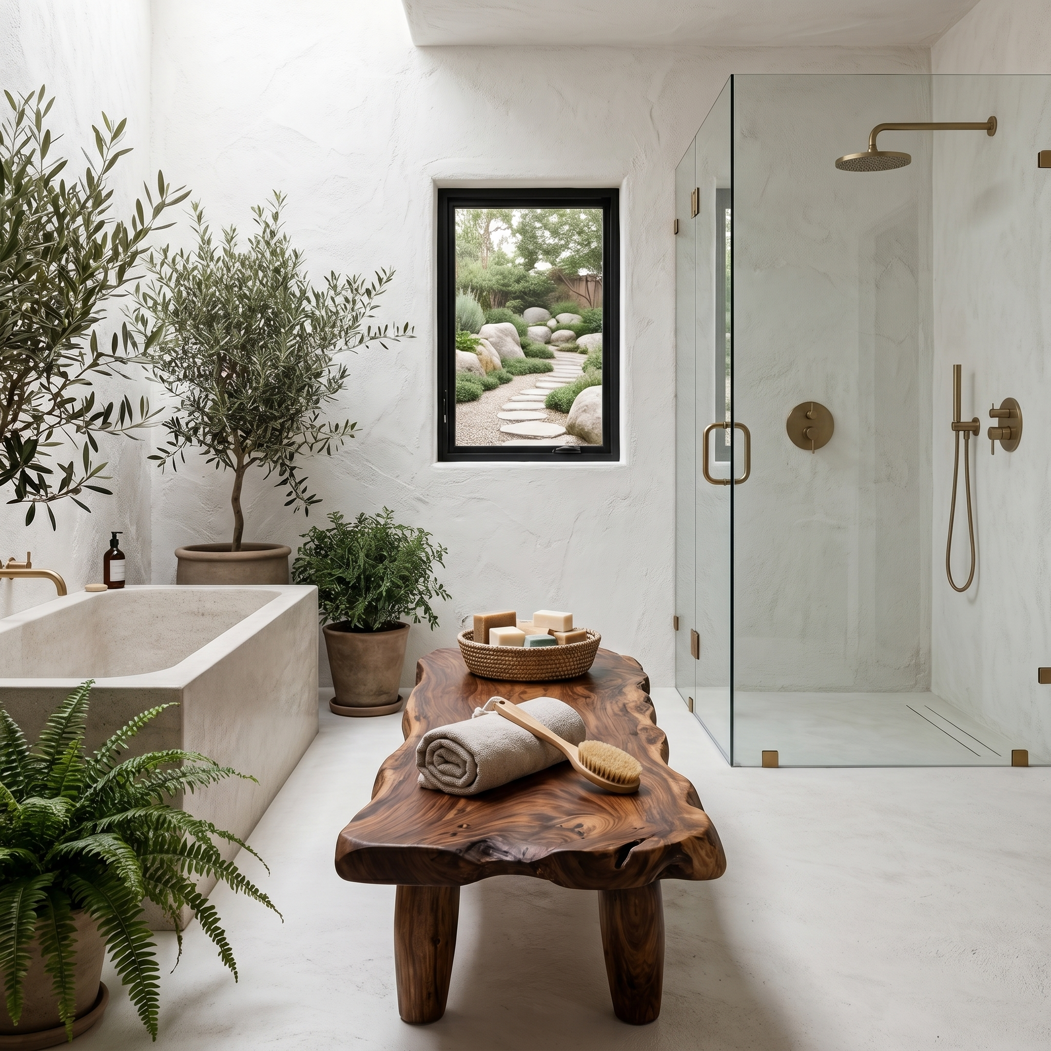 Organic Live Edge Shower Bench For Bathroom