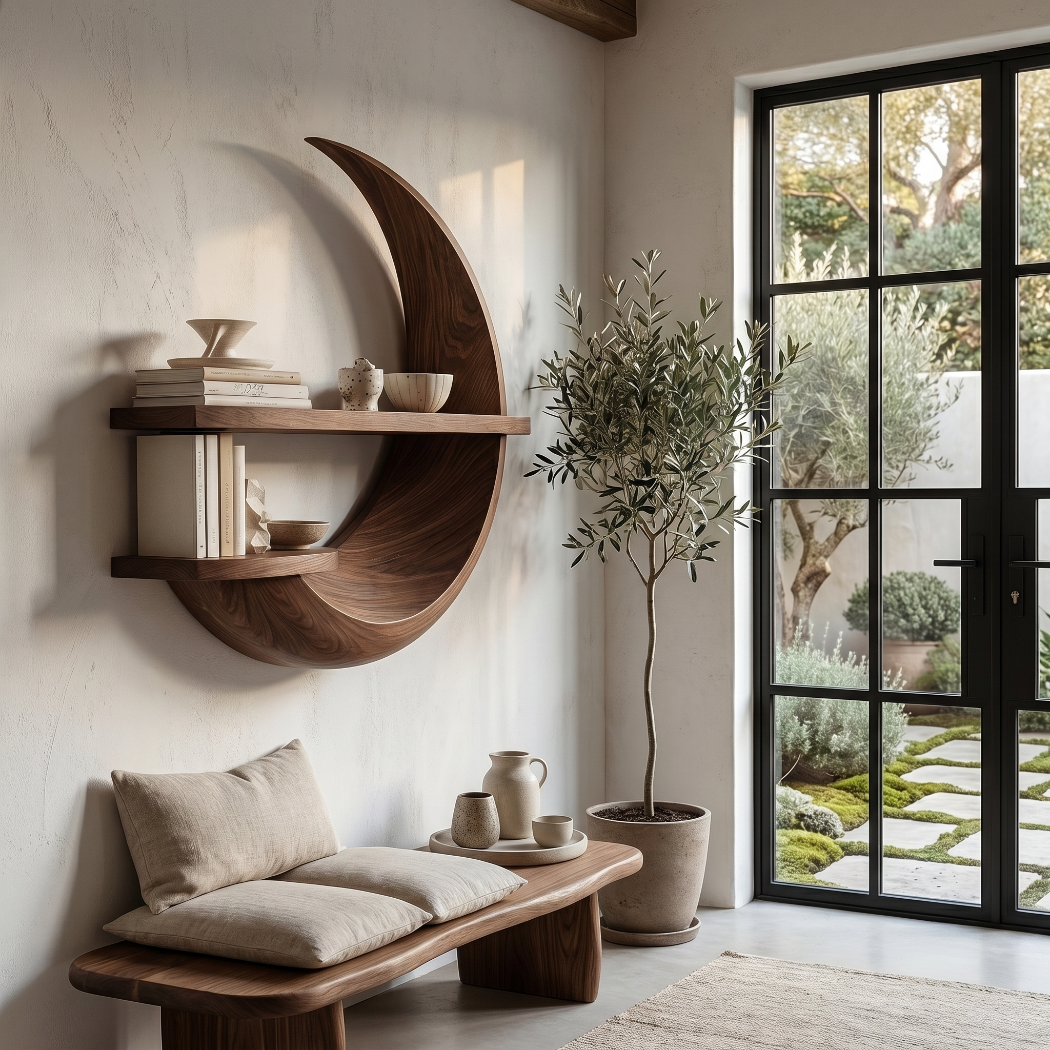 Rustic Floating Shelf With Natural Wood Display Storage For Living Room