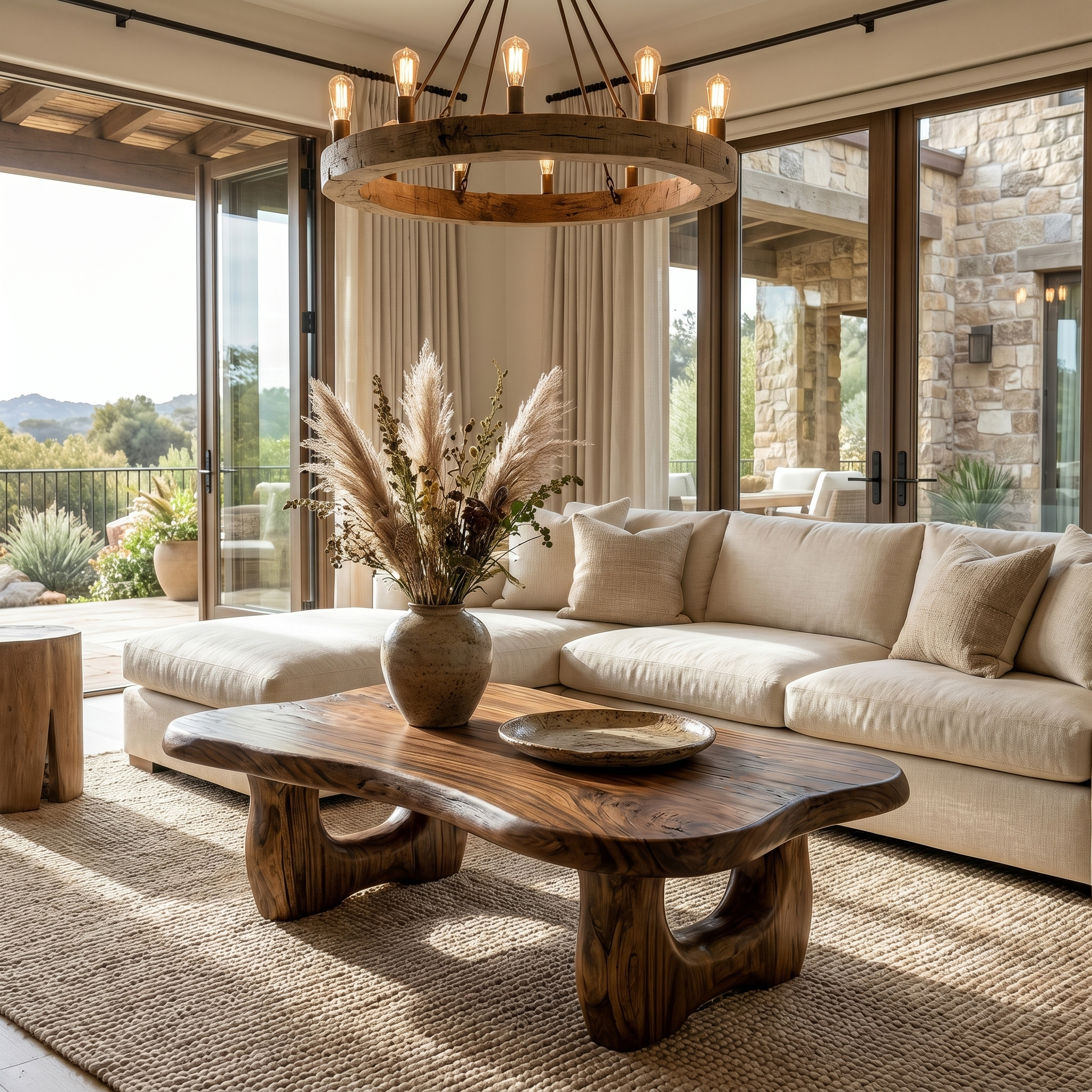 Rustic Wooden Coffee Table Natural Statement Furniture For Living Room