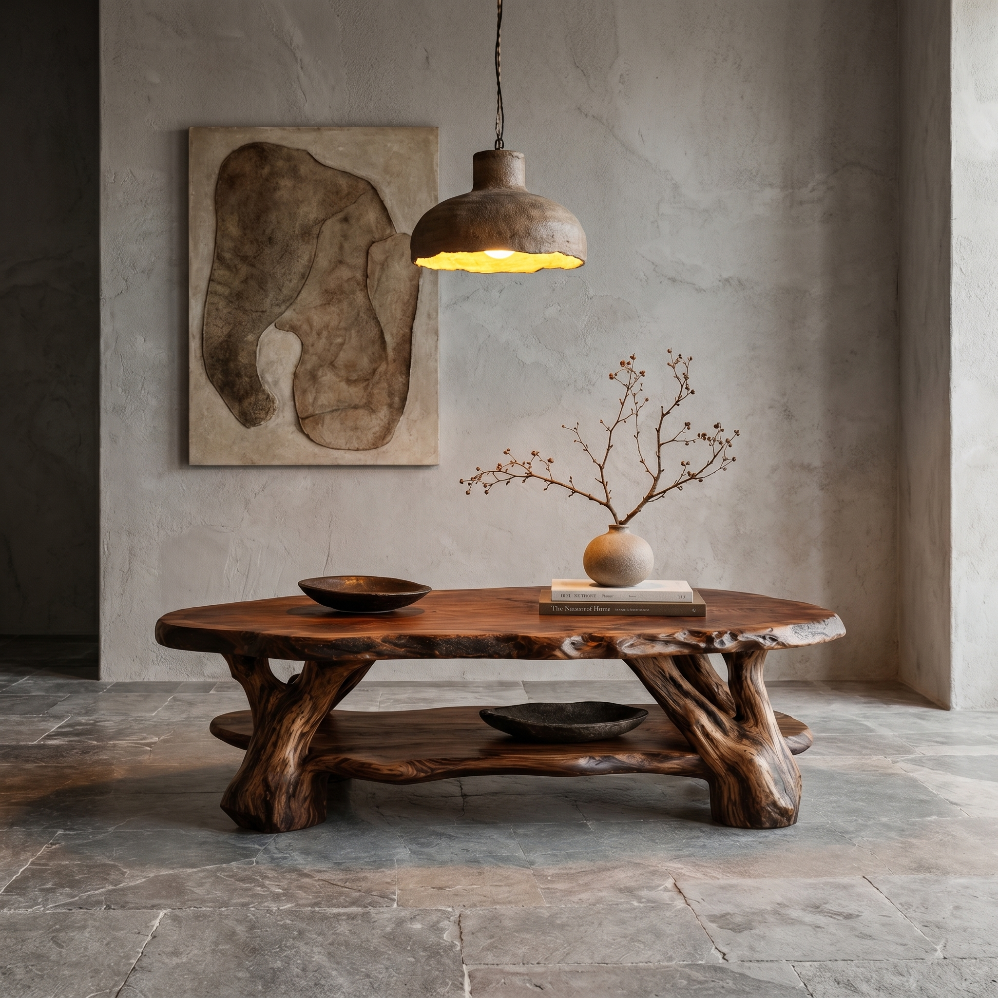 Nature Inspired Coffee Table With Sculptural Root Wood Design For Living Room