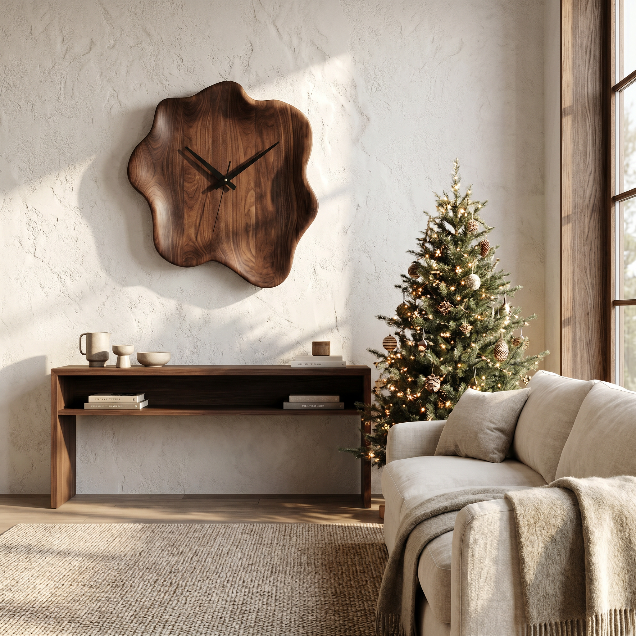 Organic Wall Clock With Natural Live Edge Design For Living Room And Entryway