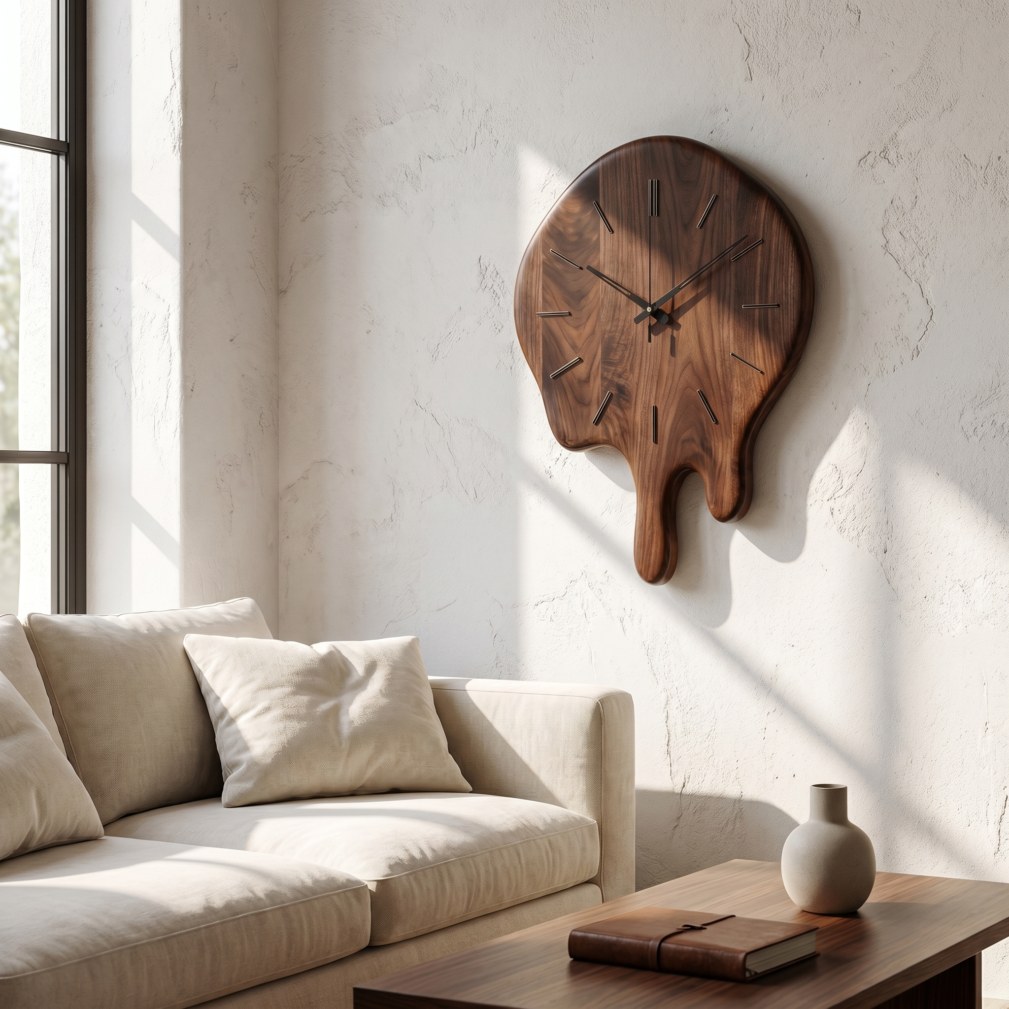 Handcrafted Wood Wall Clock With Live Edge Tree Slice Design For Living Room
