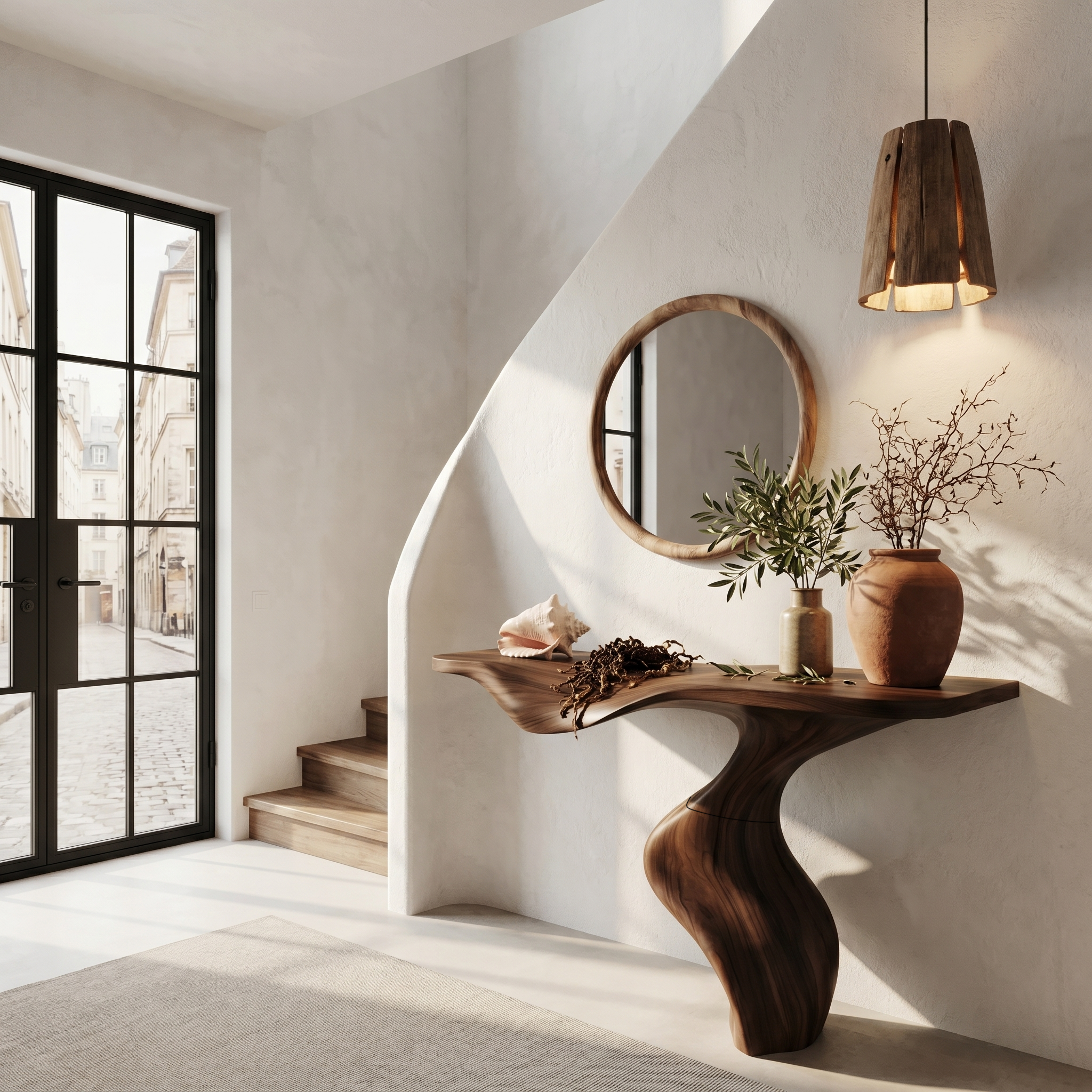 Modern Console Table With Statement Sculptural Base For Living Room