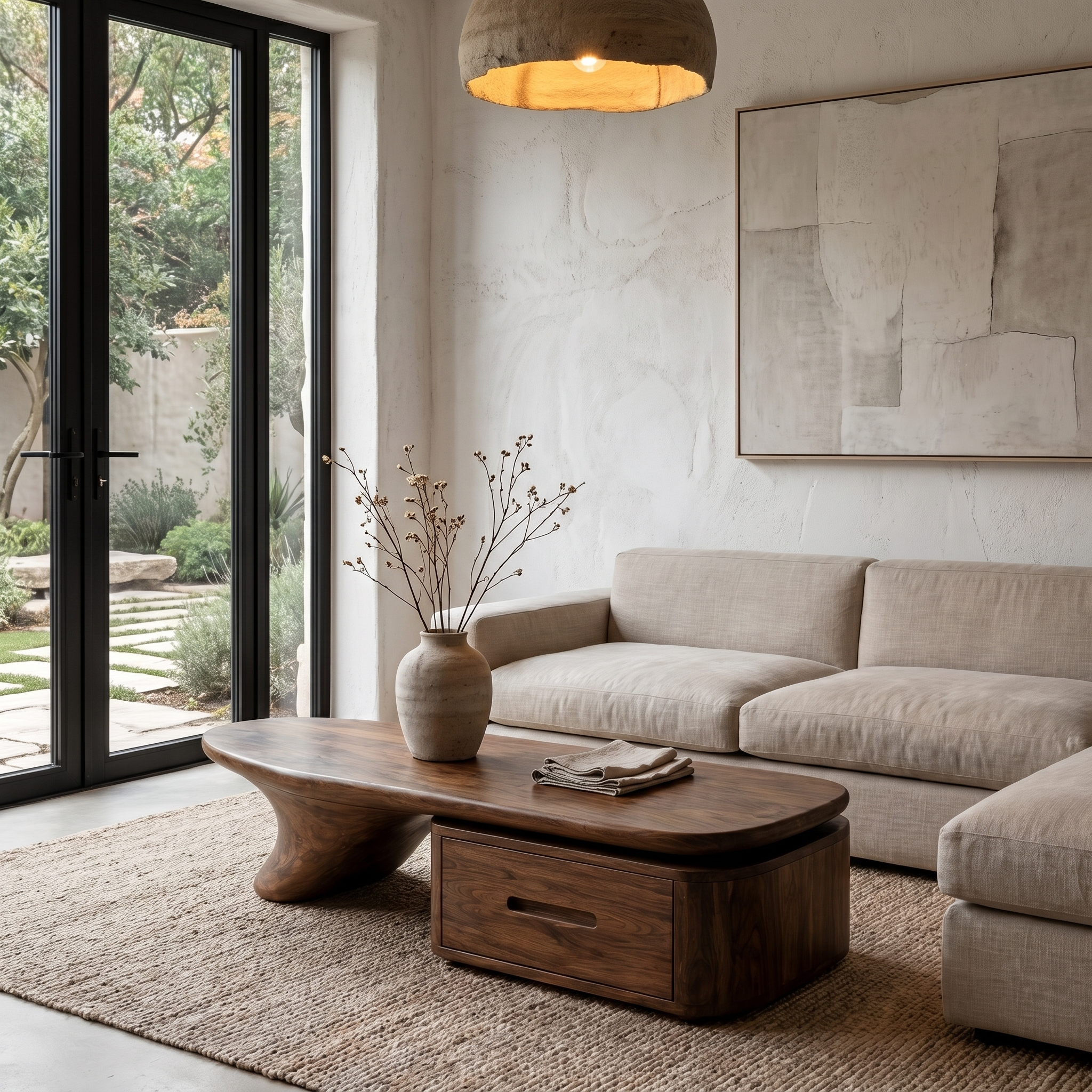 Modern Coffee Table With Built In Drawer Storage For Living Room