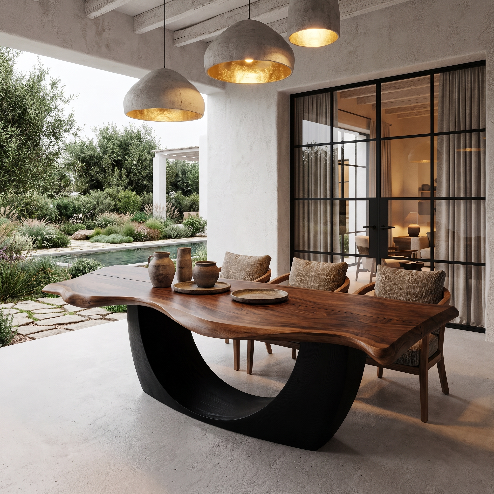 Modern Sculptural Dining Table Live Edge Wood Table For Dining Room