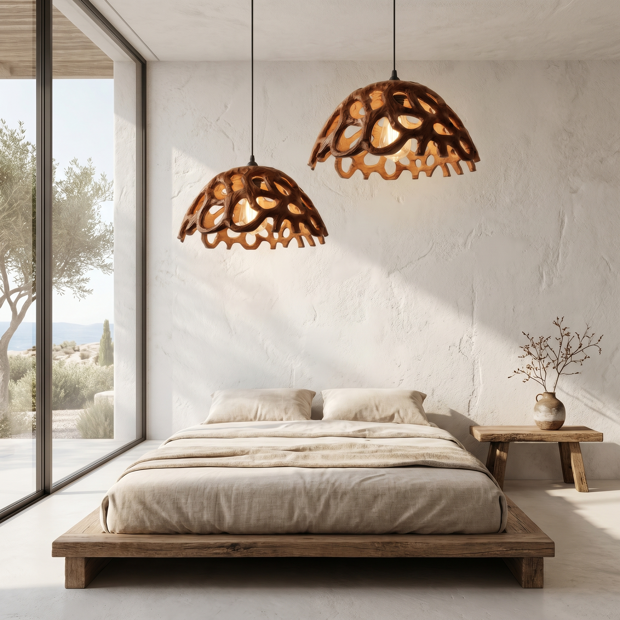 Organic Pendant Lamp With Perforated Sculptural Design For Dining Room And Kitchen