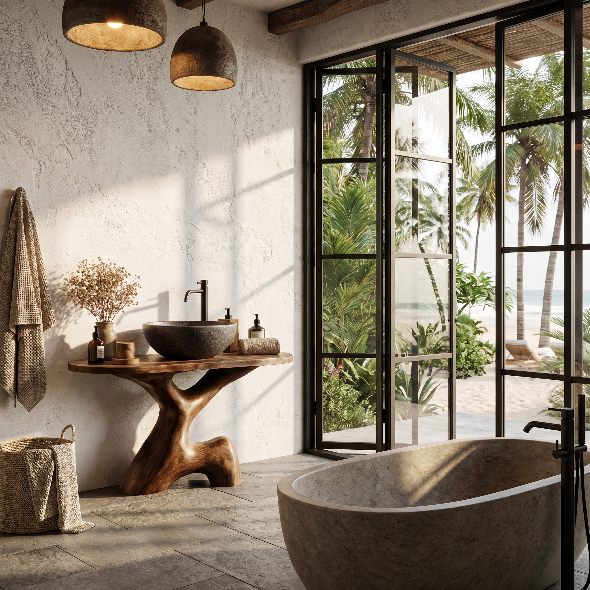 Contemporary Sculptural Bathroom Vanity Freestanding Sink Console