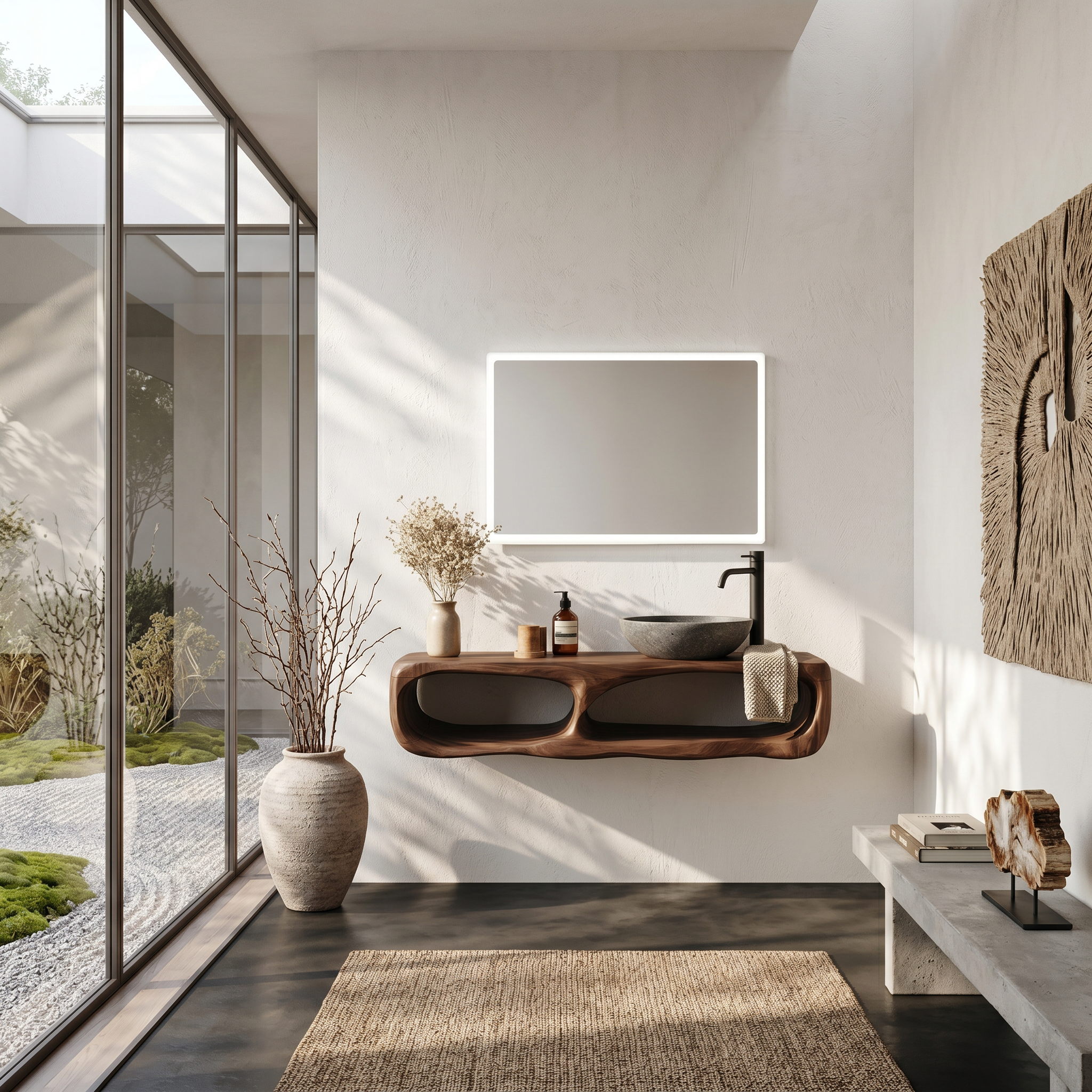 Coastal Organic Bathroom Vanity Wall Mounted Sink Console