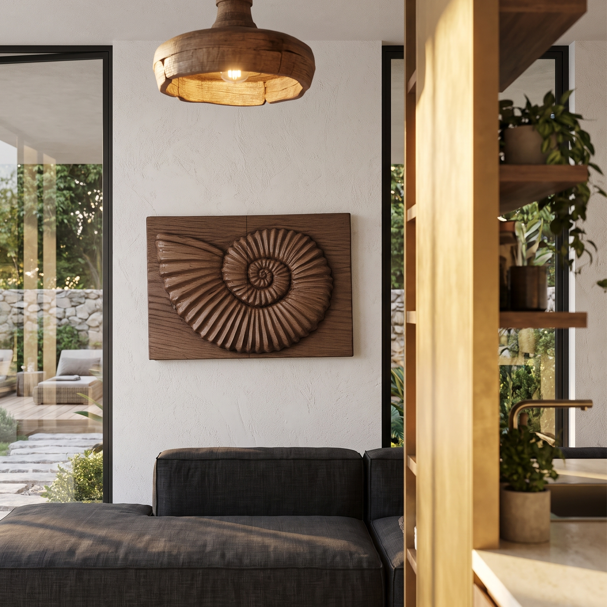 Modern Ammonite Fossil Decorative Wall Panel For Living Room