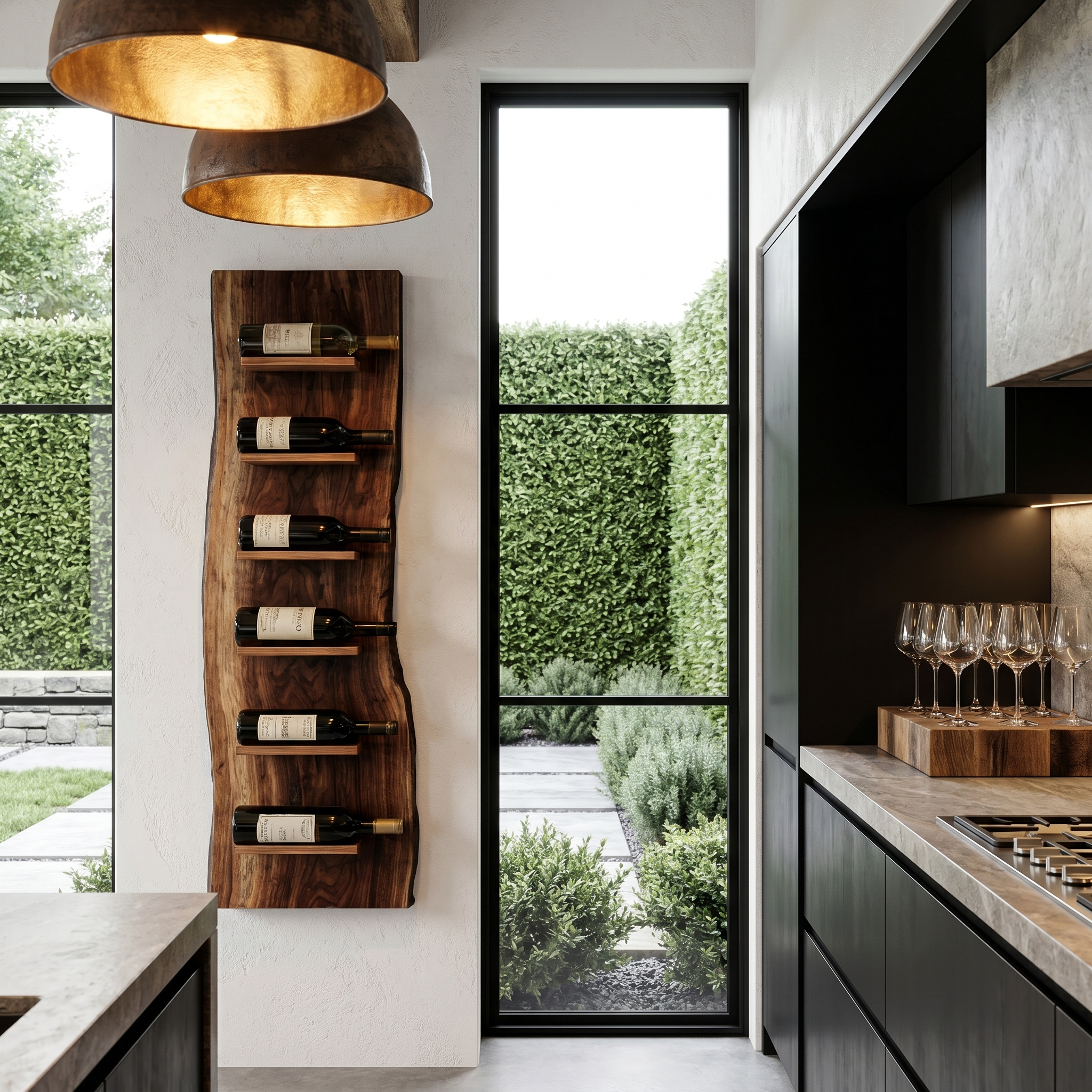 Organic Wall Mounted Wine Rack With Natural Wood Design For Kitchen