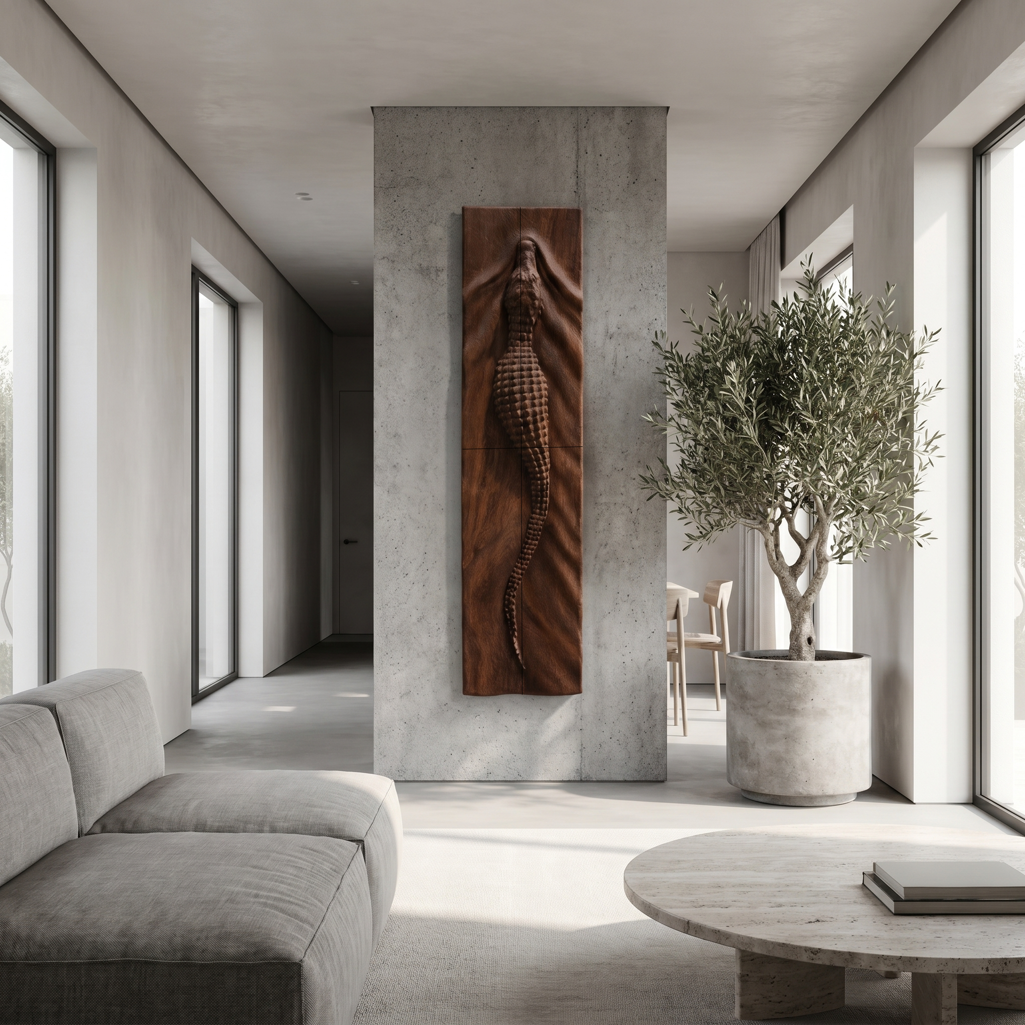 Abstract Wooden Wall Art Panel With Sculptural Organic Relief Design For Living Room And Entryway