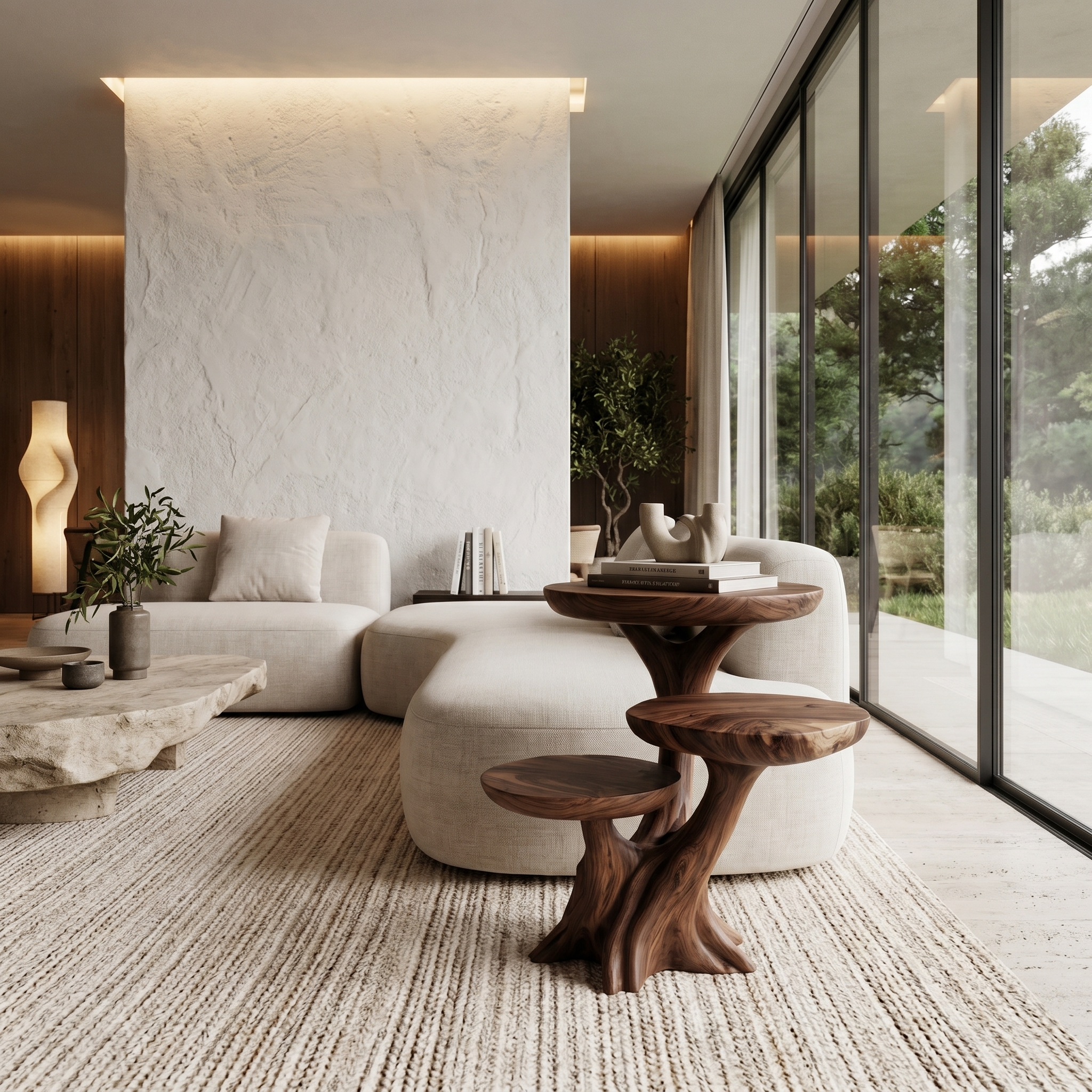 Rustic Tree Root Side Table With Sculptural Solid Wood Design For Living Room And Bedroom