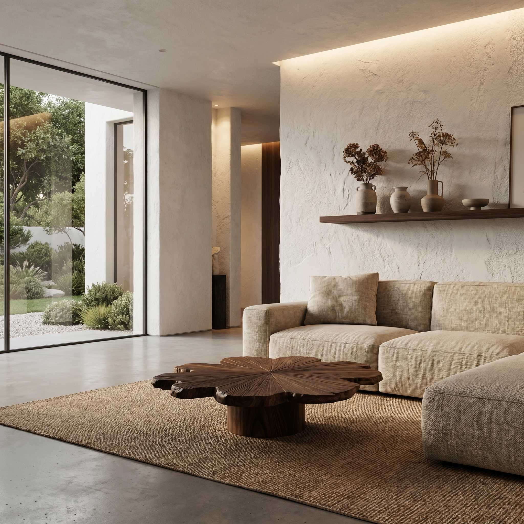 Modern Coffee Table With Sculptural Petal Inspired Design For Living Room