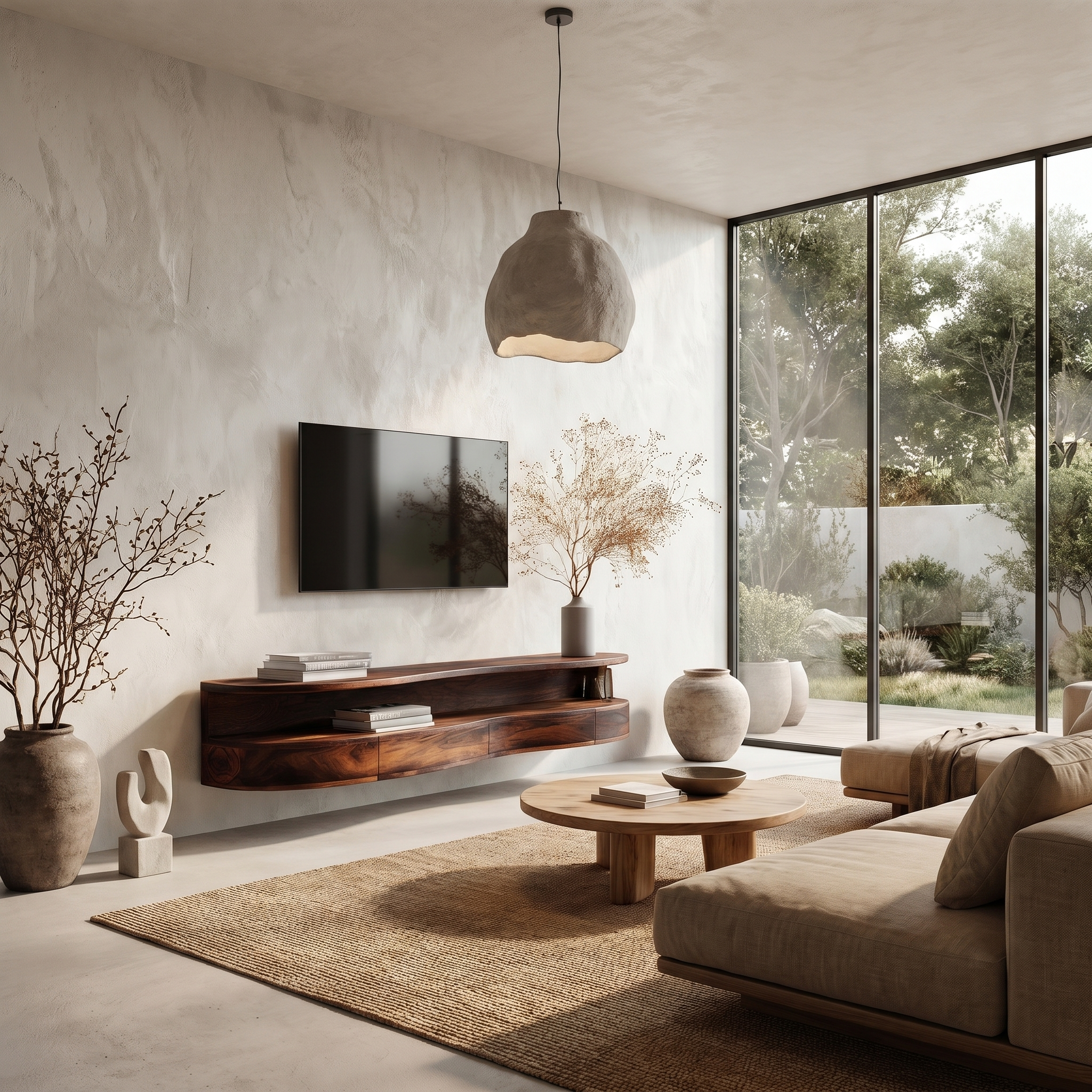 Contemporary Floating TV Stand With Built In Drawer Storage For Living Room