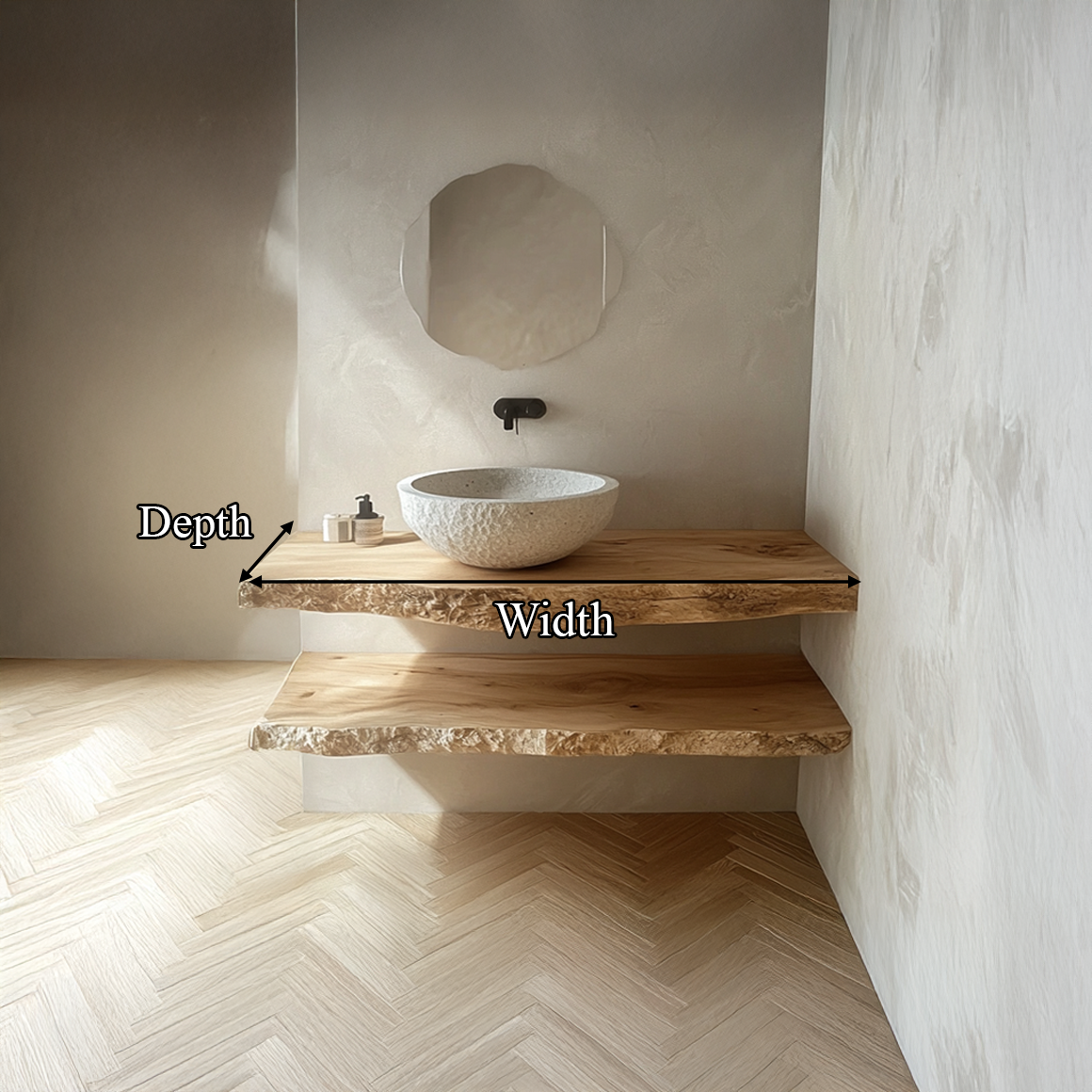 Midcentury Floating Shelf Vanity Bathroom