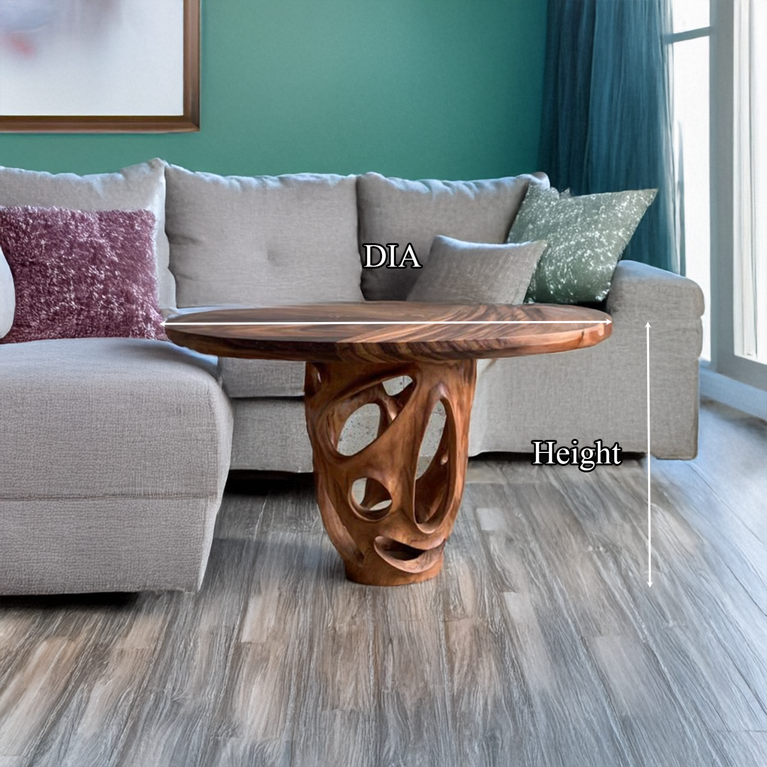 Rustic Coffee Table Live Edge Handmade Decor Gift