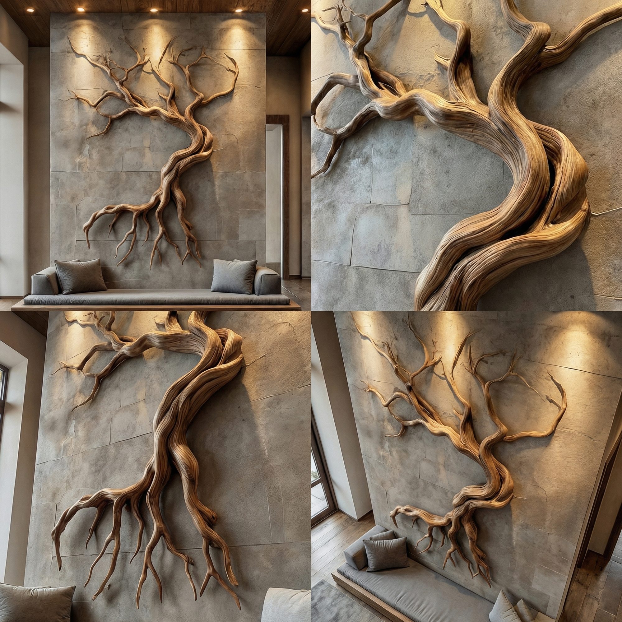 Modern Tree Branch Sculpture Wall Decor Living Room