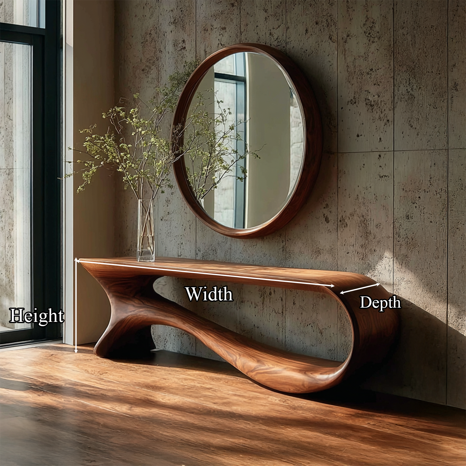 Mid Century Curved Console Table Modern Hallway Living Room