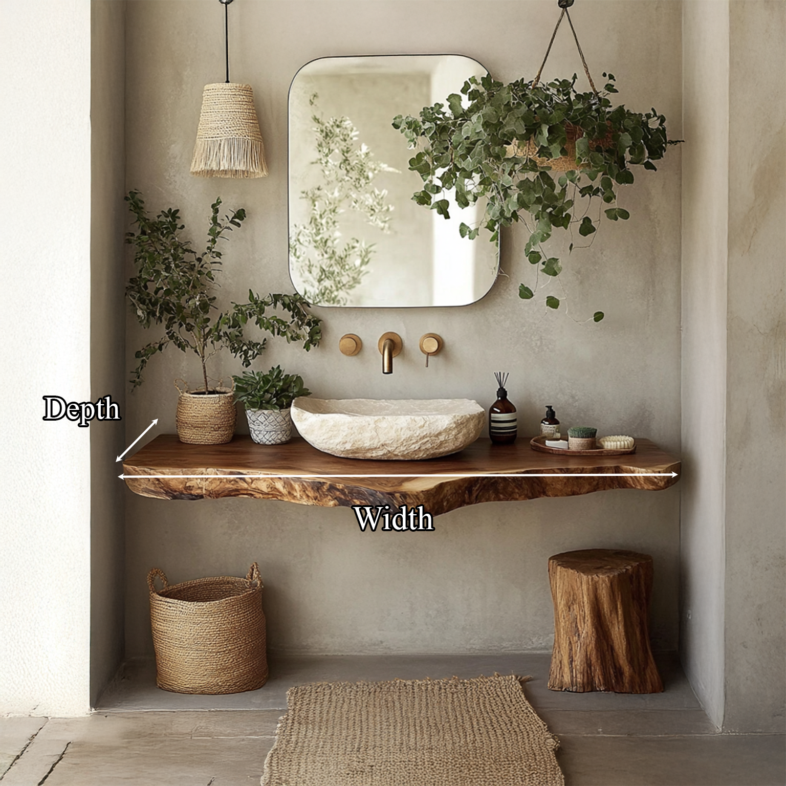 Midcentury Live Edge Shelf Vanity Bathroom