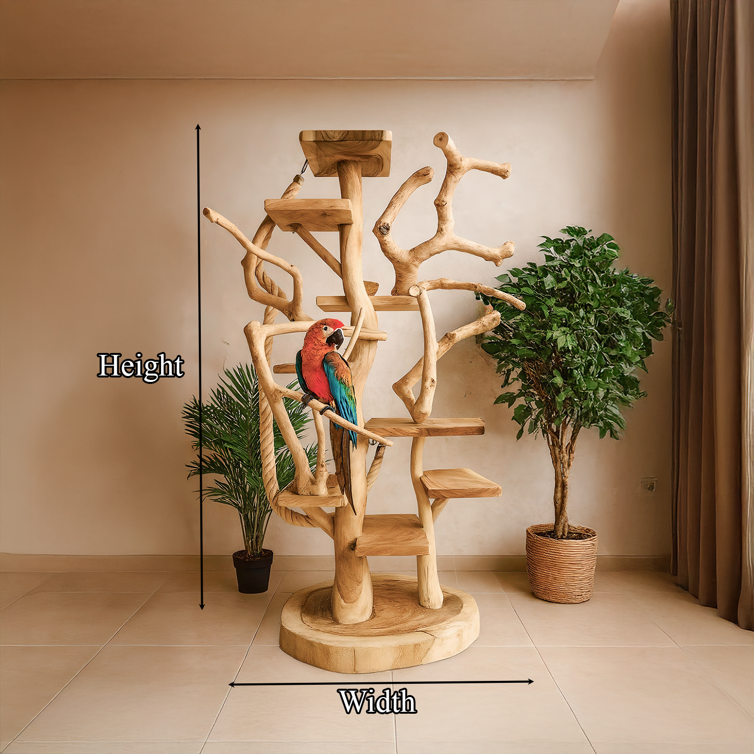 Natural Tree Parrot Stand For Living Room And Bird Room