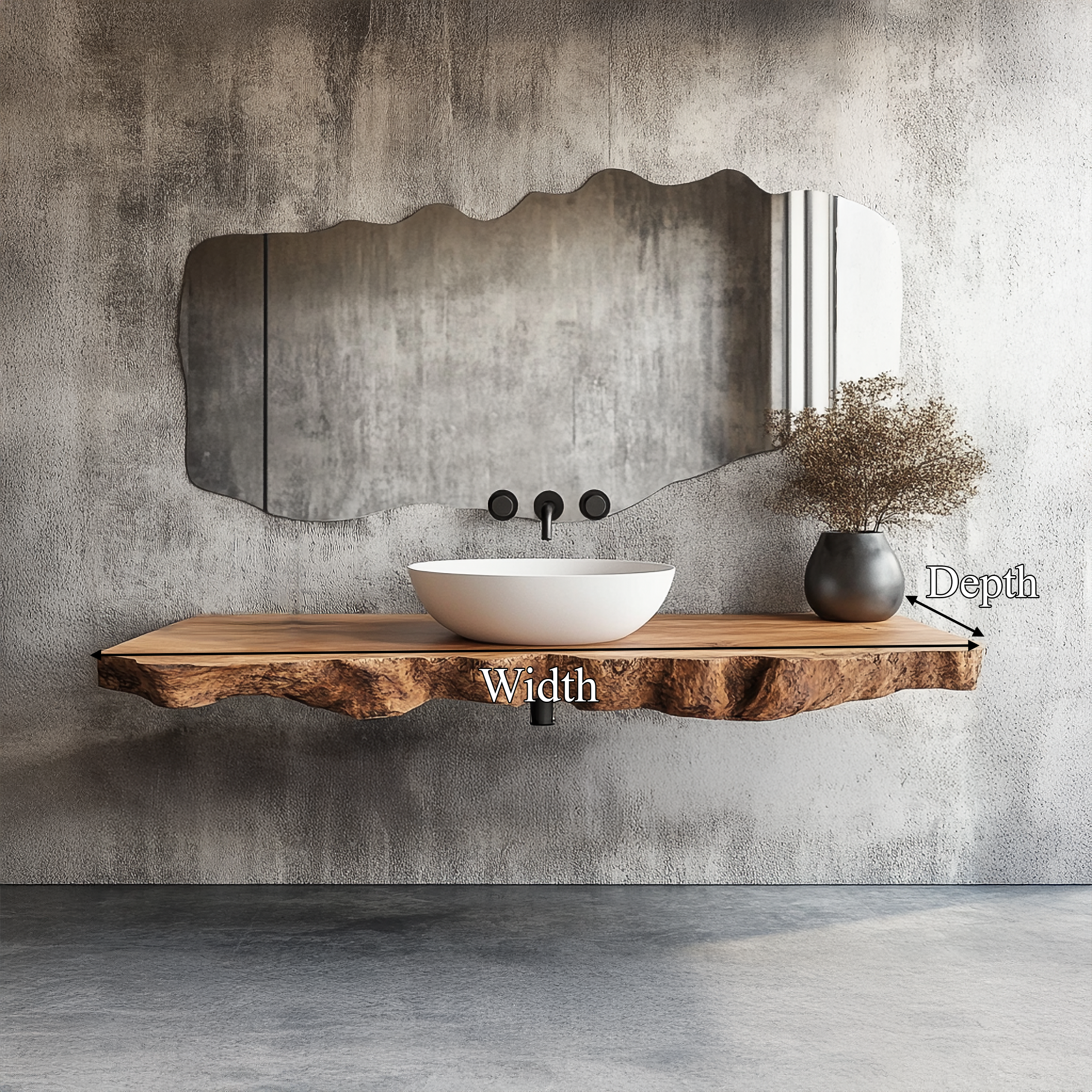 Rustic Bathroom Vanity Shelf Organic Edge Wood Bathroom Furniture